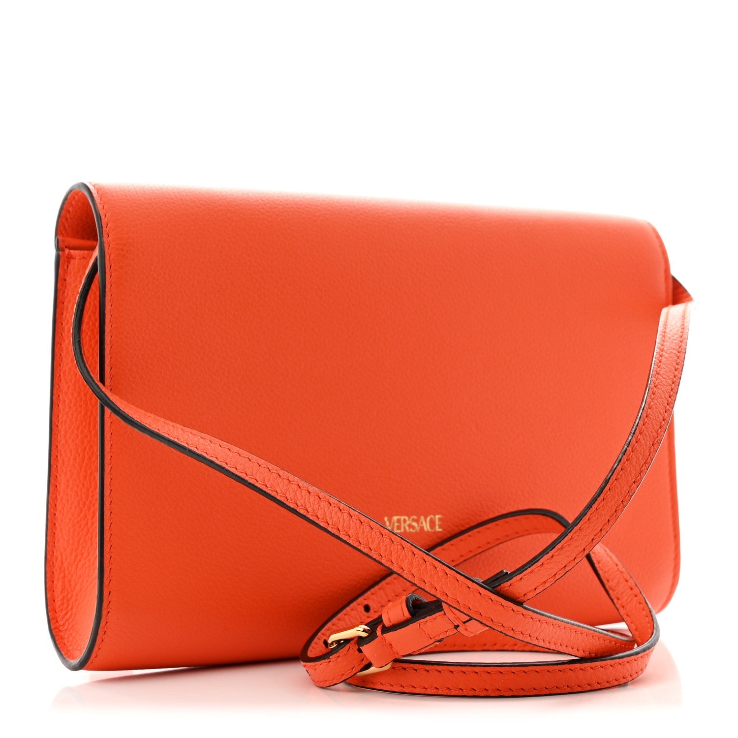 Grained Calfskin La Medusa Crossbody Bag Orange