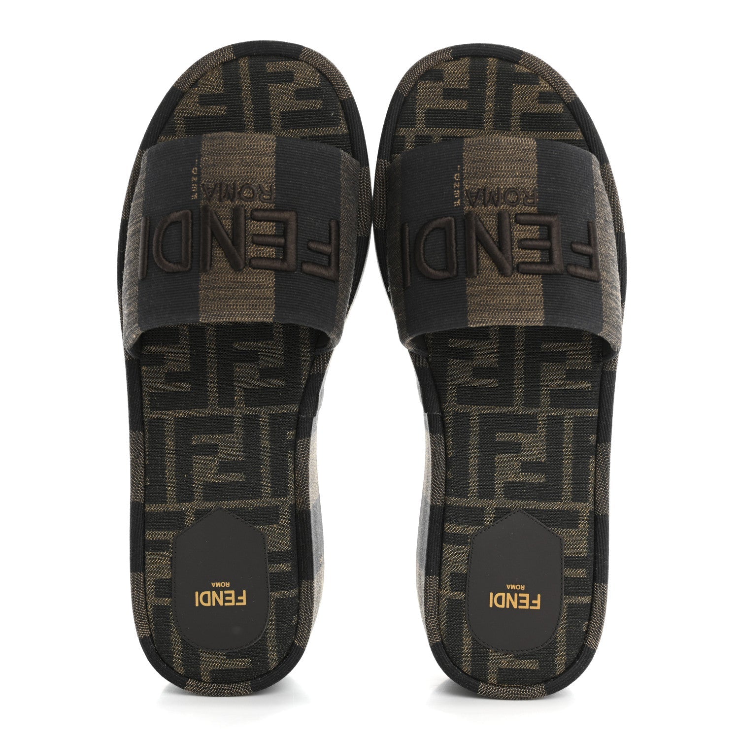 Jacquard Womens FF Sunshine Flatform Slide Sandals 39.5 Tabacco Black