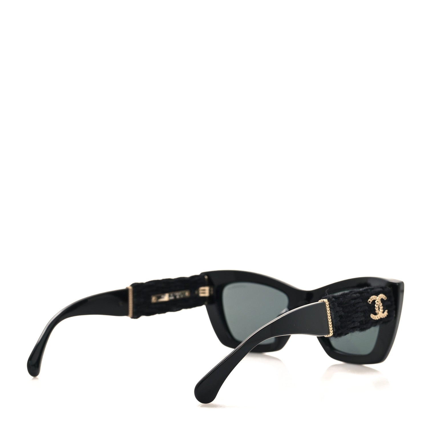 Acetate Tweed CC Cat Eye Sunglasses 71550A Black