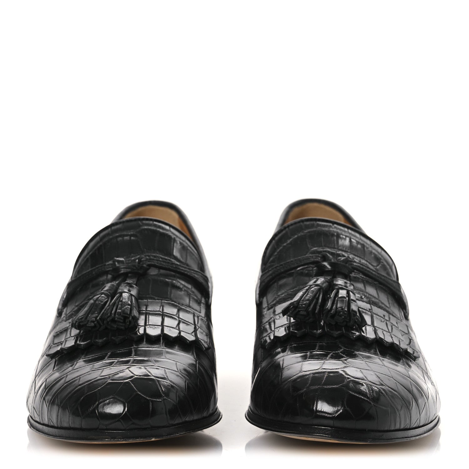 Crocodile Niloticus Mens Tassel Loafers 8 Black