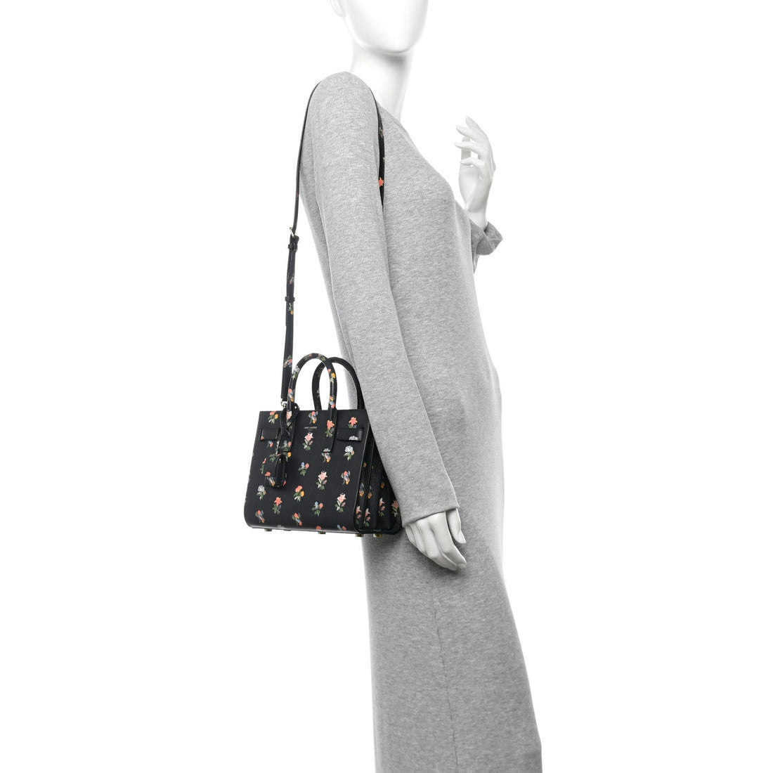 Calfskin Prairie Printed Nano Sac De Jour Black