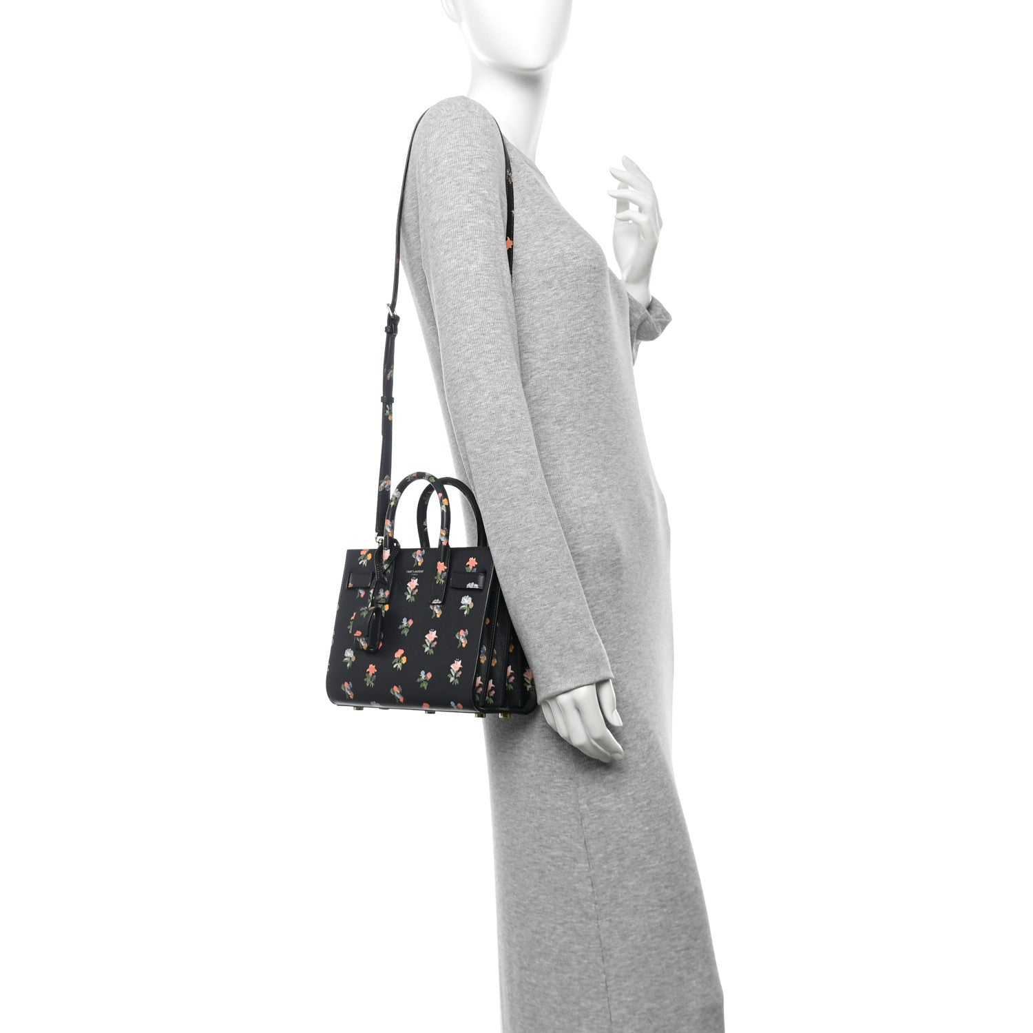 Calfskin Prairie Printed Nano Sac De Jour Black