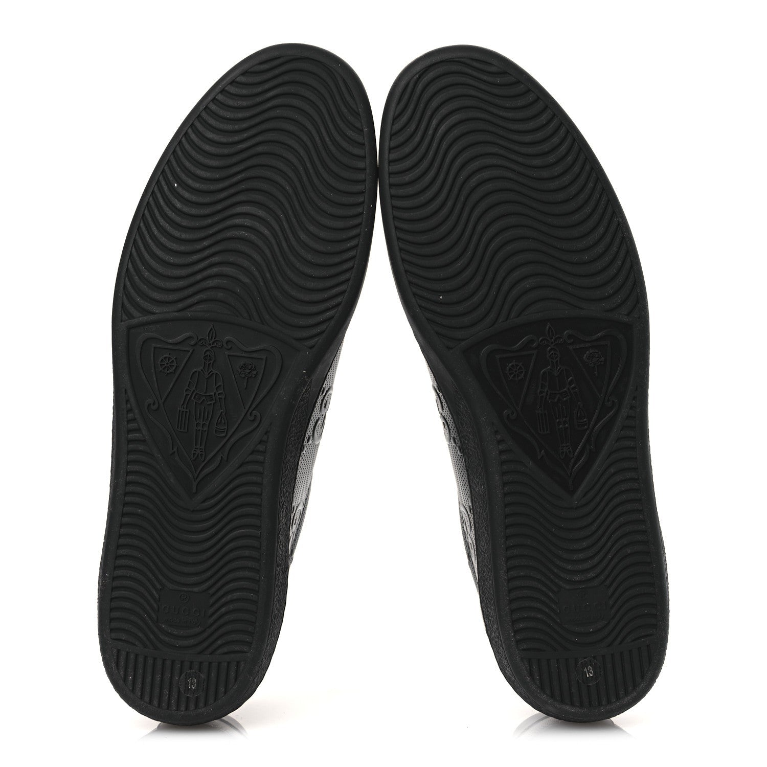 Calfskin GG Tennis Embossed Mens Ace Sneakers 13 Black