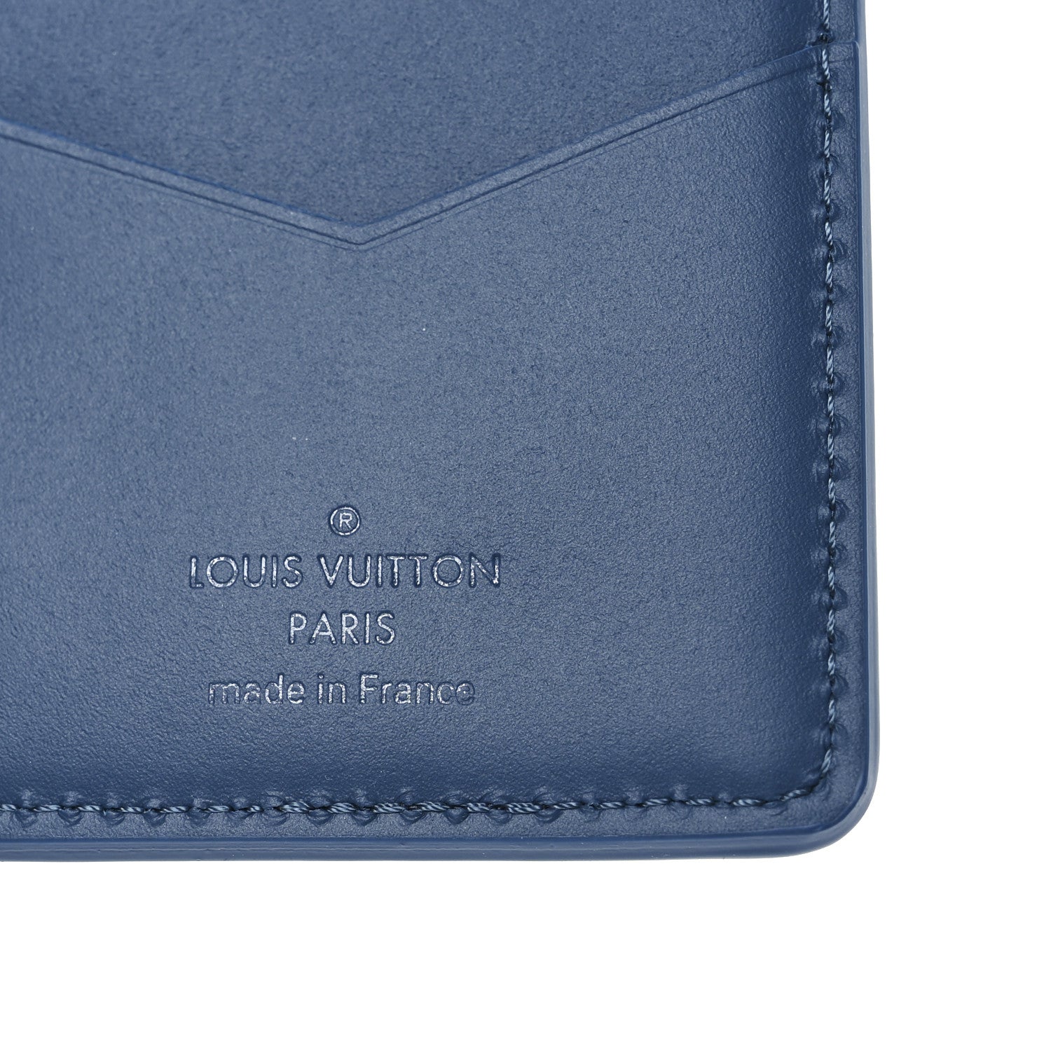 Grained Calfskin Aerogram Pocket Organizer Atlantic Blue
