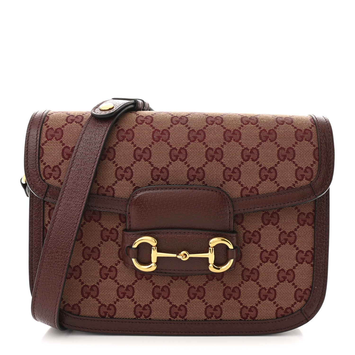 Monogram Textured Dollar Calfskin Horsebit 1955 Shoulder Bag Sahara Rubino Chardonnay