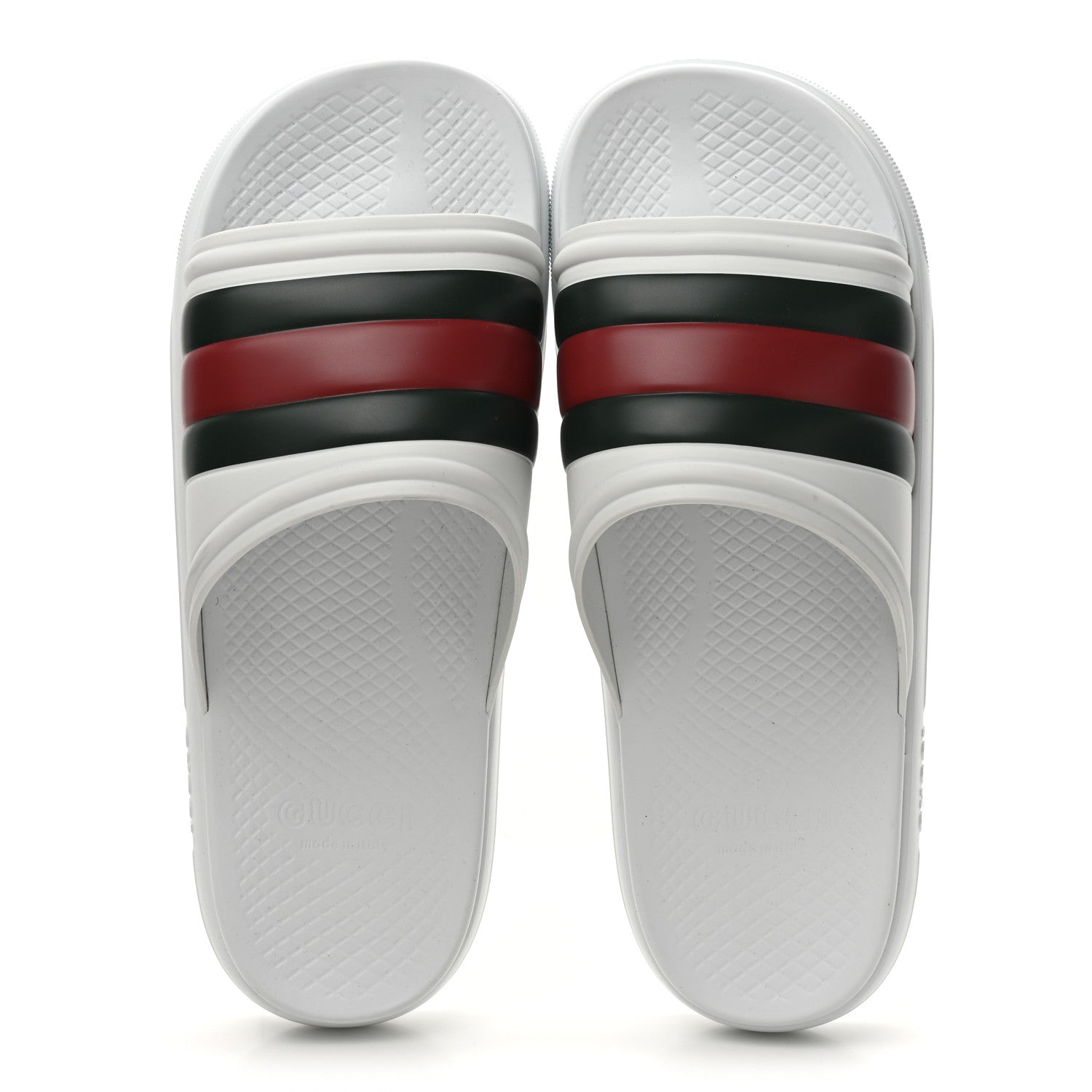 Rubber Web Mens Slide Sandals 12 White Green Red