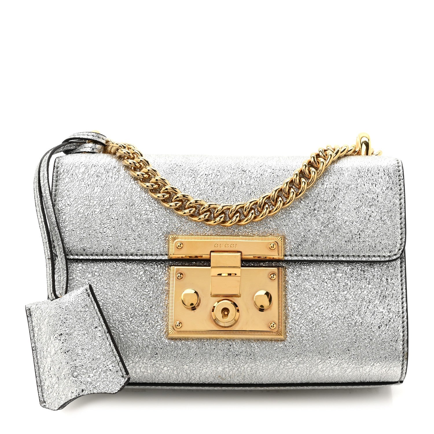 Galassia Small Padlock Shoulder Bag Argento
