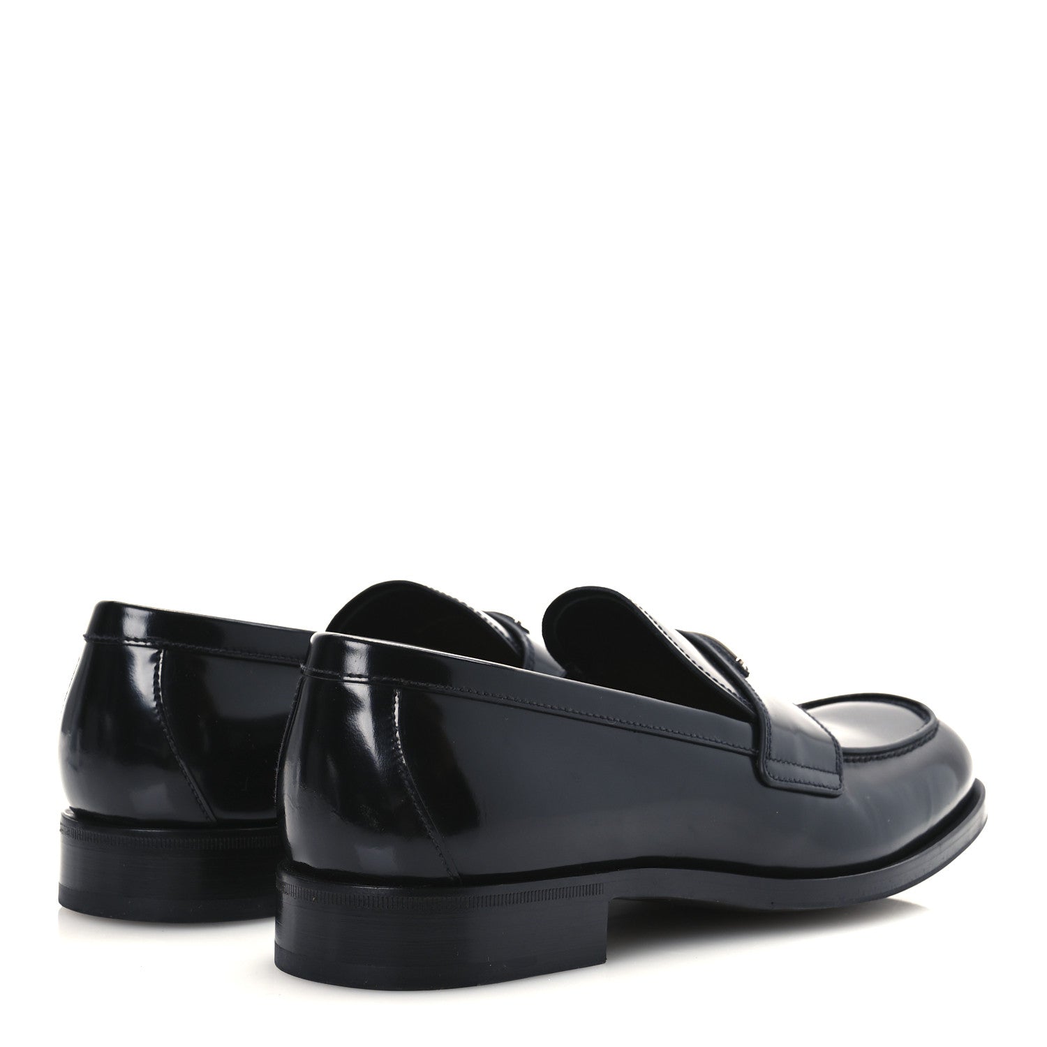 Spazzolato Fume Metal Triangle Logo Mens Loafers 8.5 Black