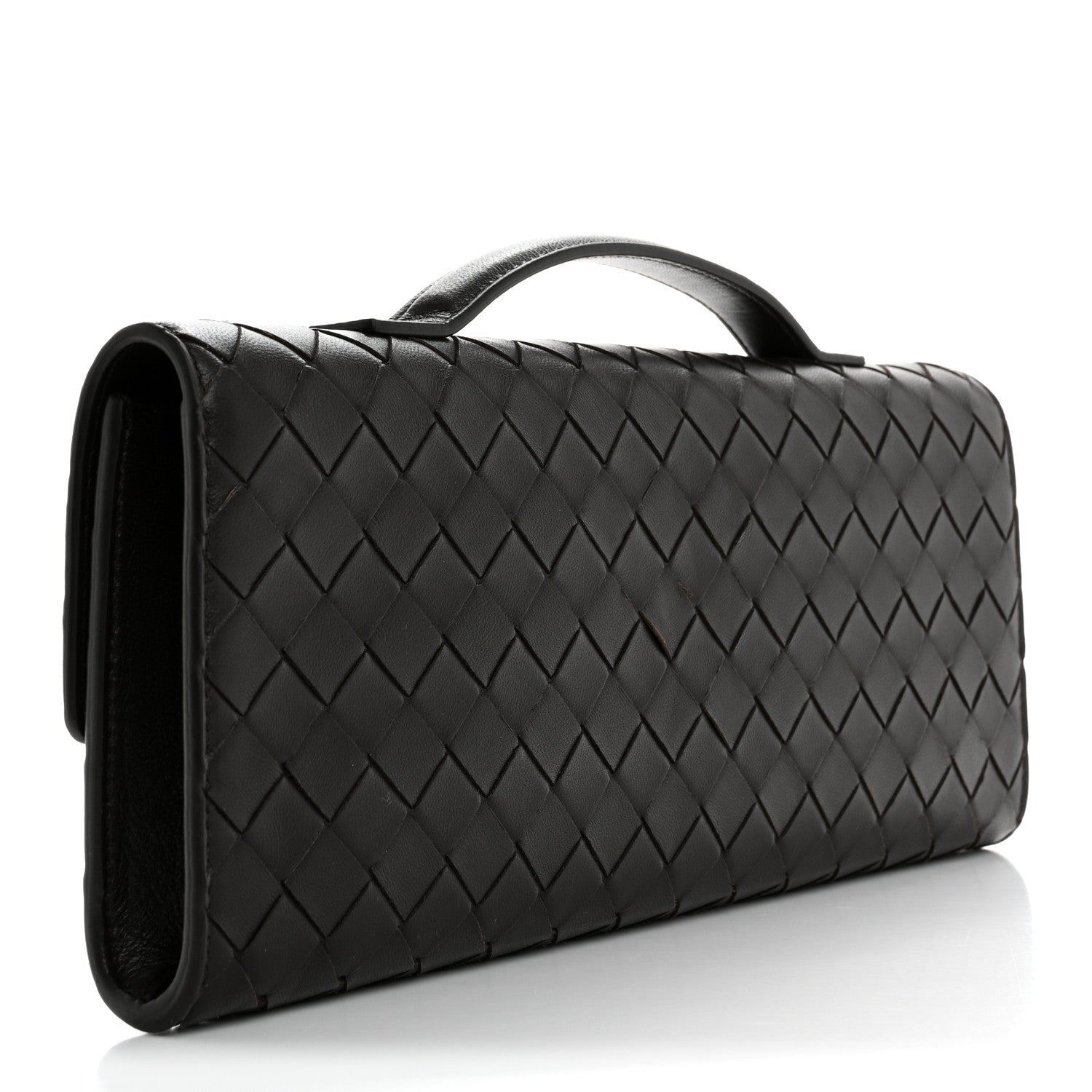 Nappa Intrecciato Long Andiamo Top Handle Clutch Fondant