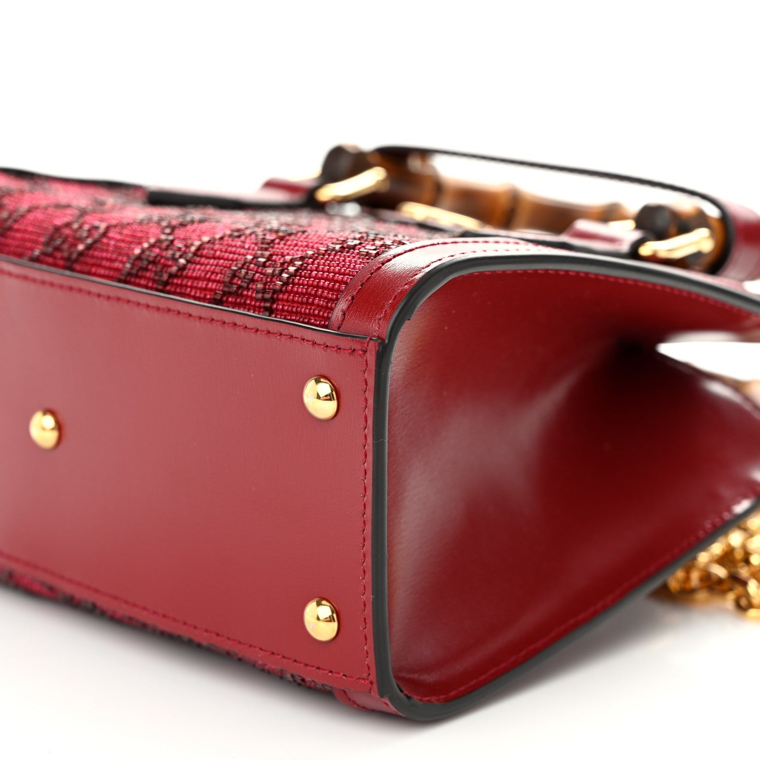 New Canvas Charisma Calfskin Crystal GG Monogram Mini Diana Tote Bag New Cherry Red