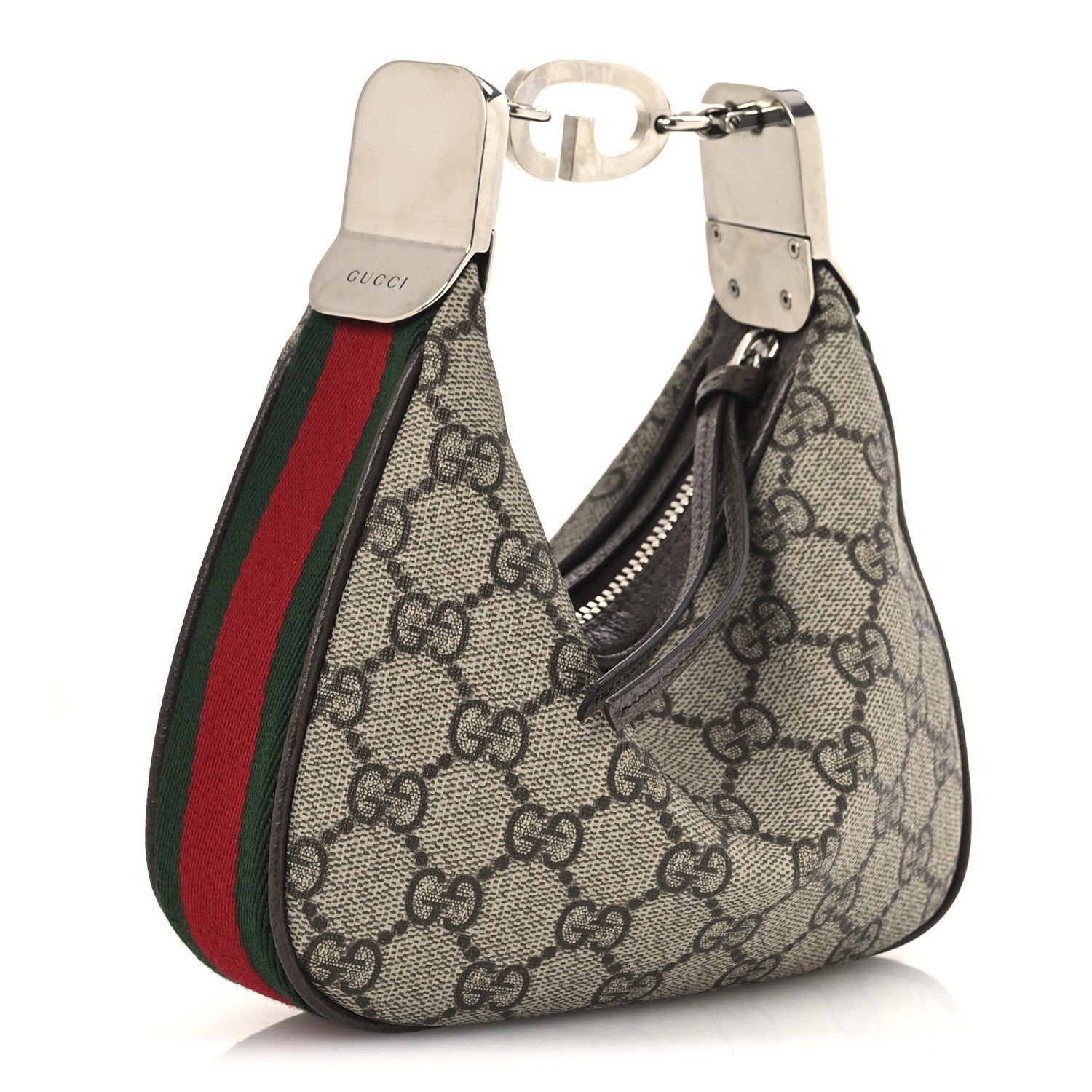 GG Supreme Monogram Textured Dollar Calfskin Web Mini Attache Bag Beige Ebony New Acero