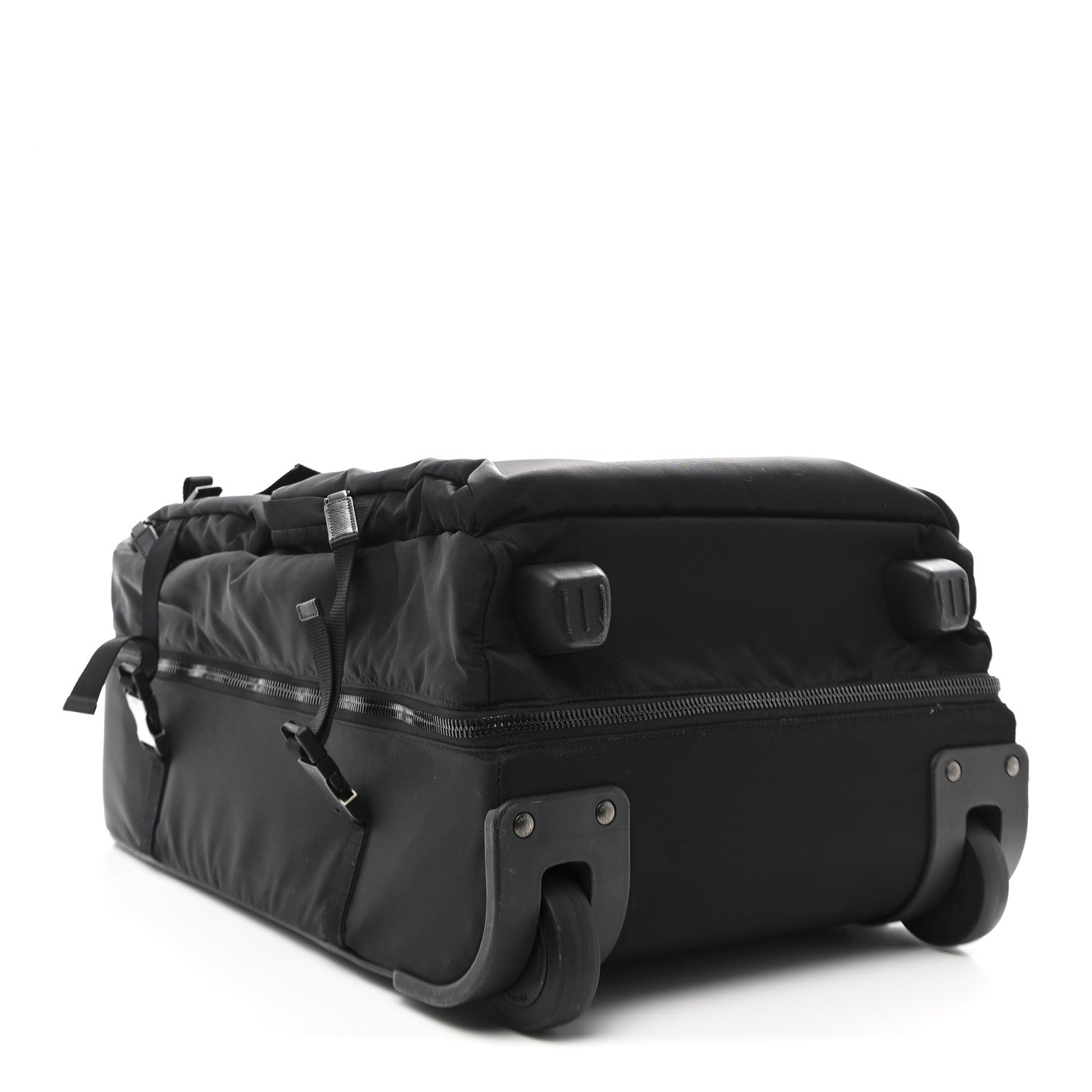 Tessuto Nylon Saffiano Trolley Rolling Suitcase Luggage Black