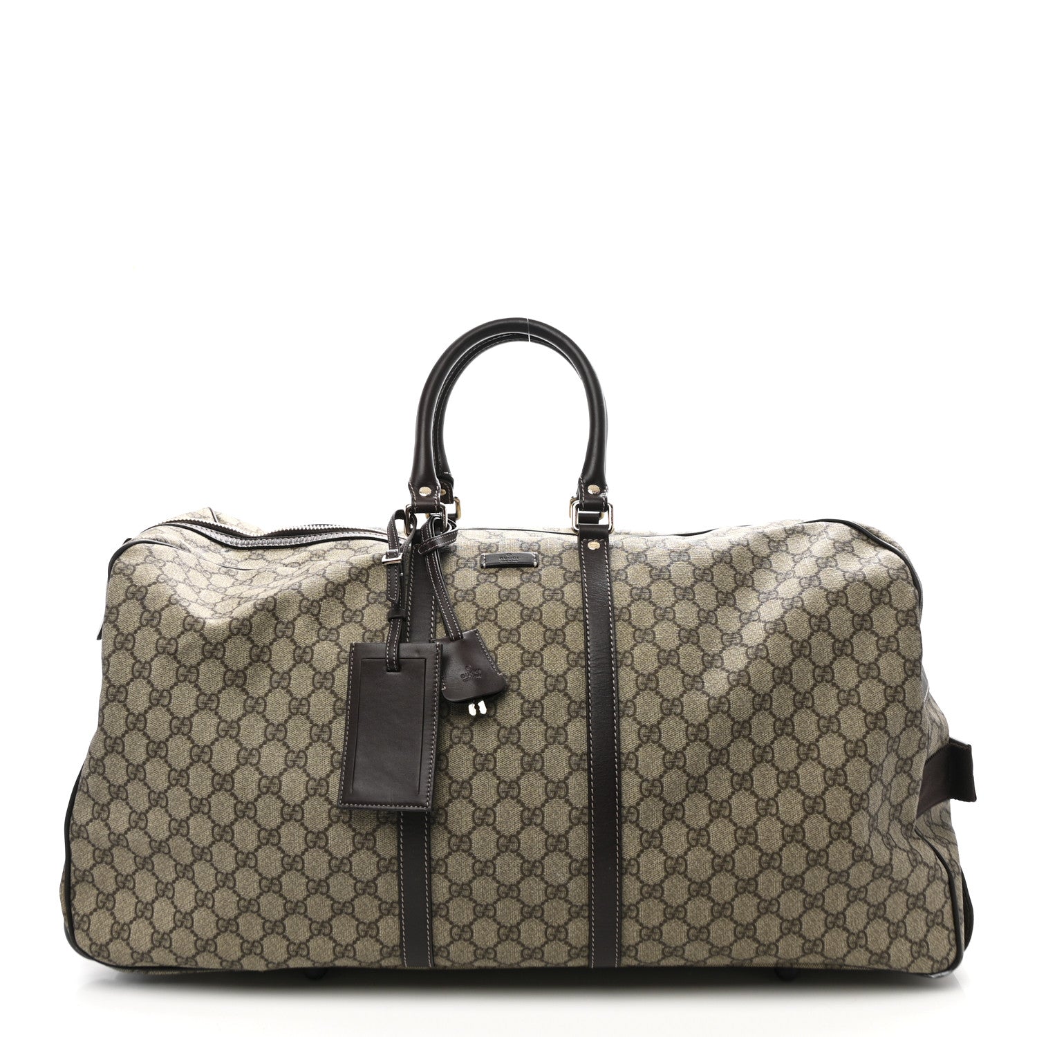 GG Plus Monogram Large Carry On Duffle Trolley Beige Ebony Cocoa Dark Chocolate