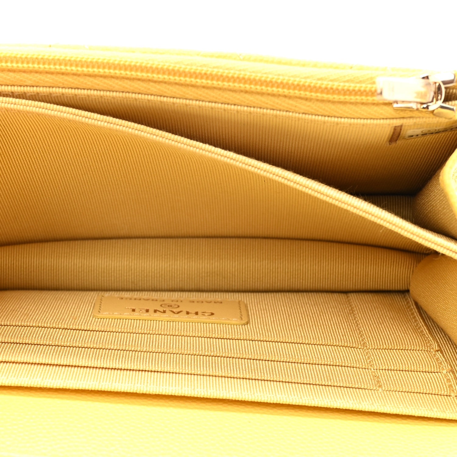 Caviar Quilted Mini Wallet On Chain WOC Yellow