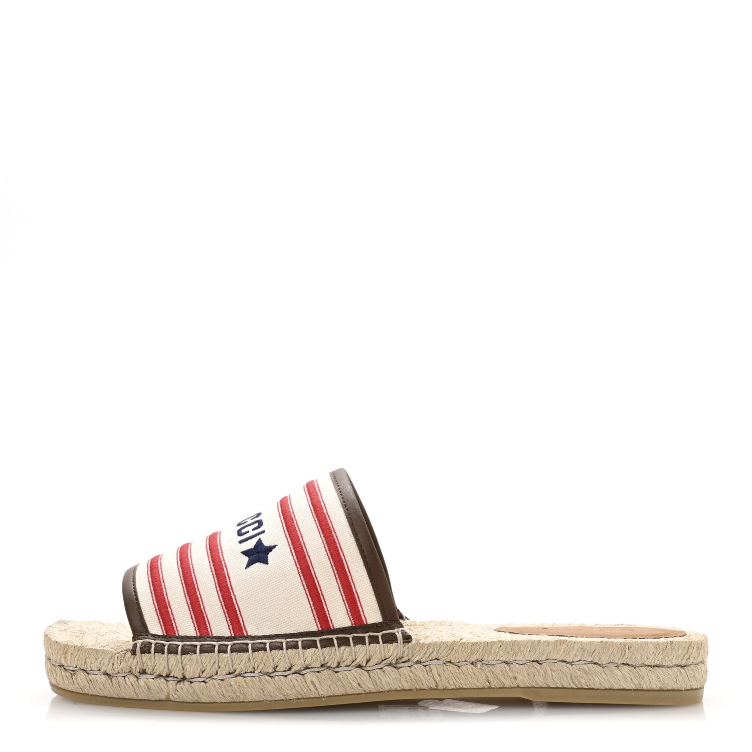Canvas Miro Soft Calfskin Striped Mens Espadrille Flat Slide Sandals 10 Greggio Brown Sugar
