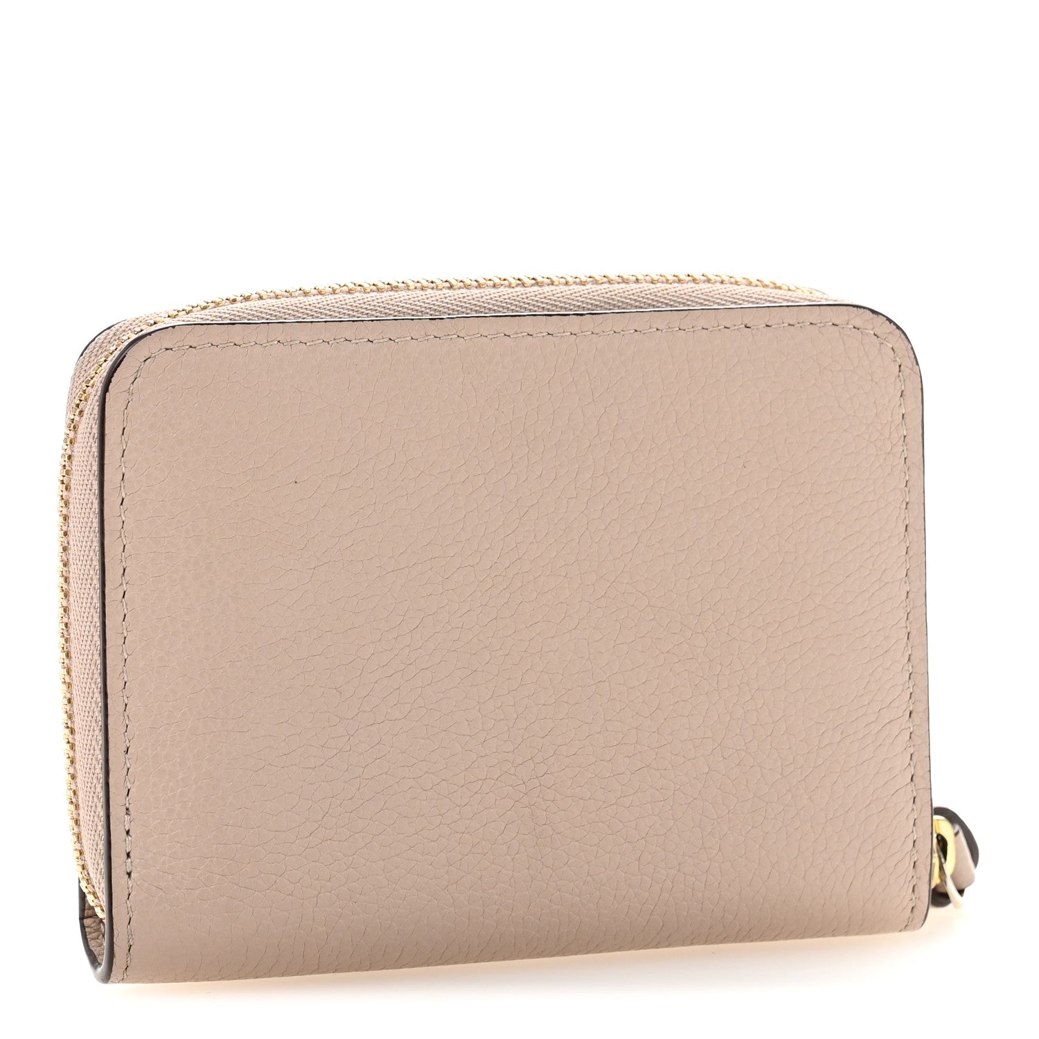 Calfskin Lockme Zippy Coin Purse Greige