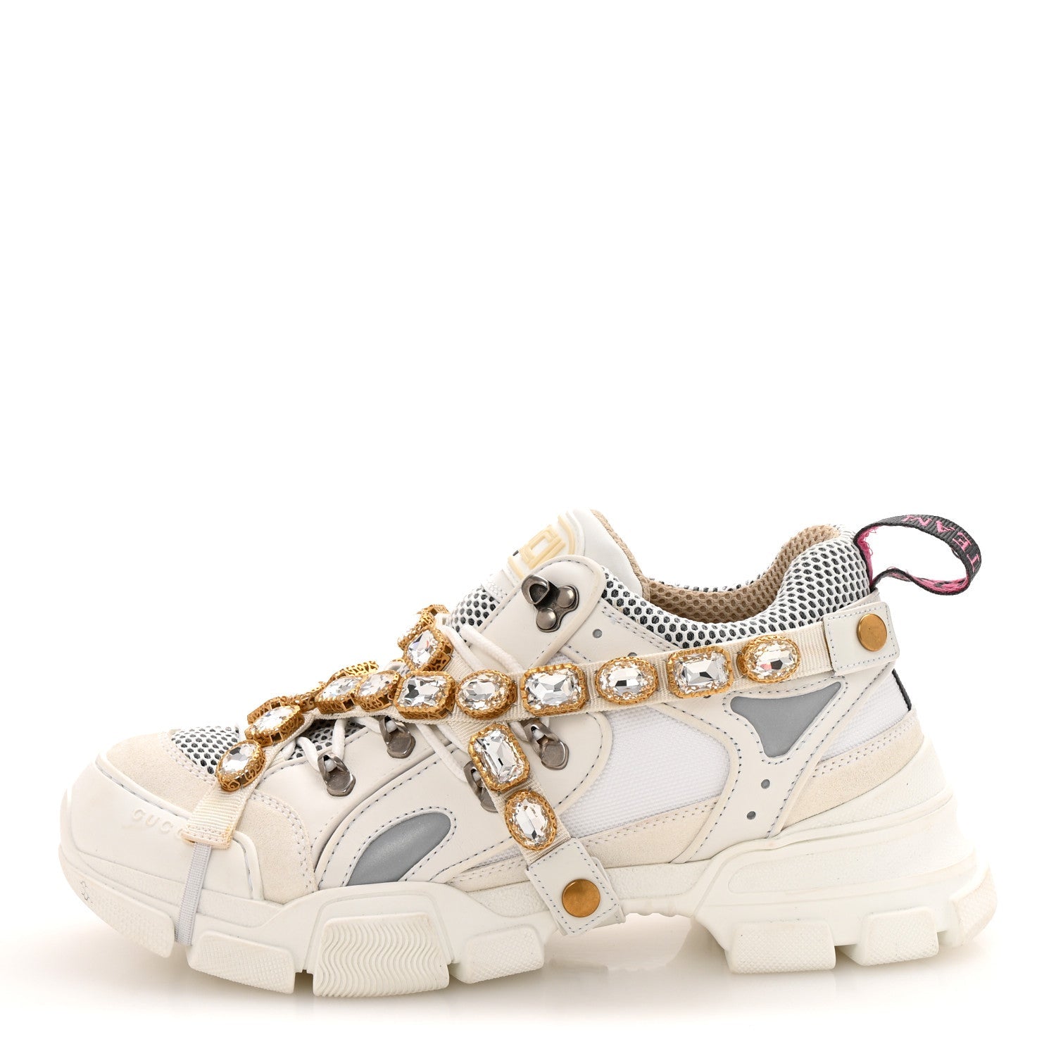 X SEGA Mesh Calfskin Suede Removable Crystals Mens Flashtrek Sneakers 9 Great White