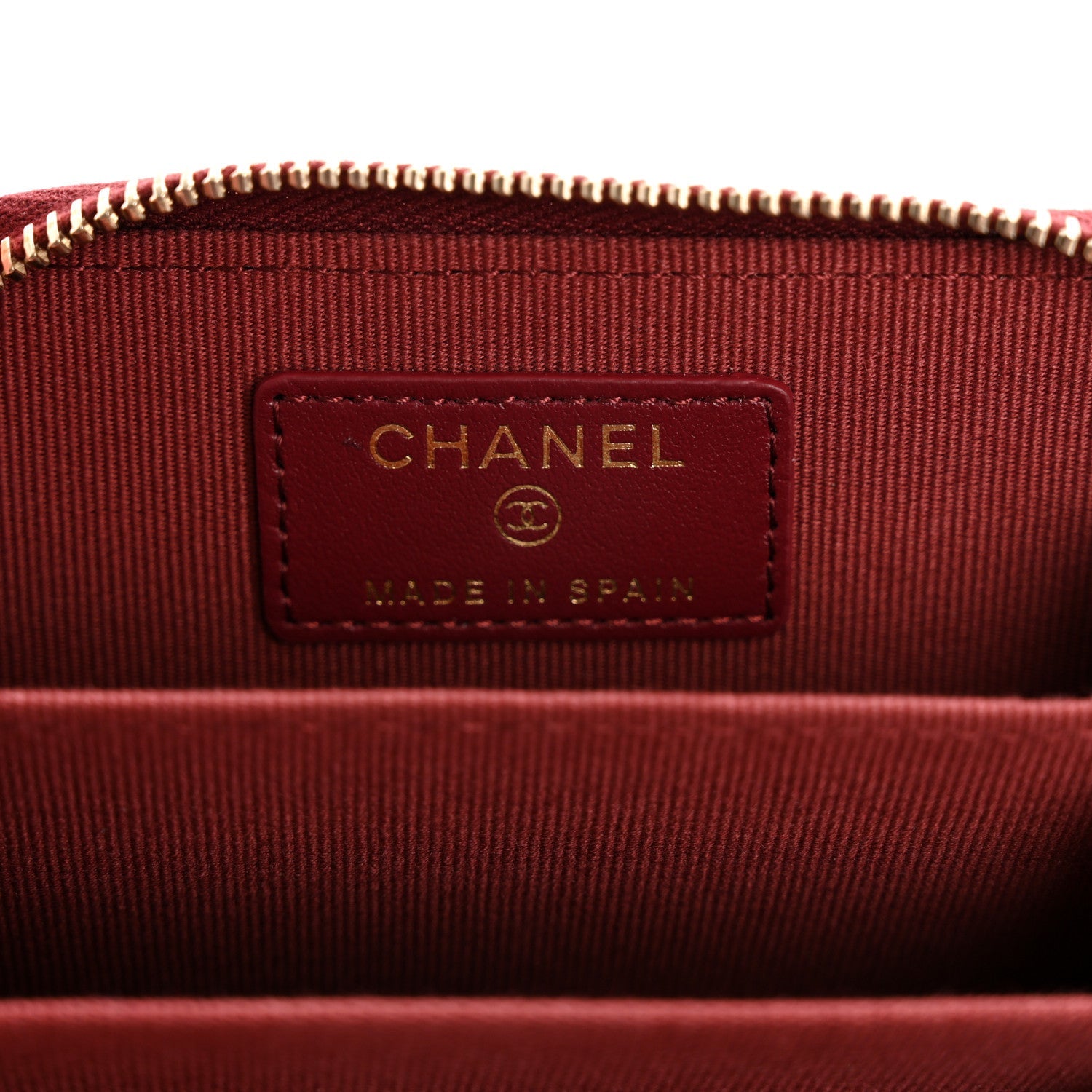 Caviar Quilted Zip Around Coin Purse Burgundy