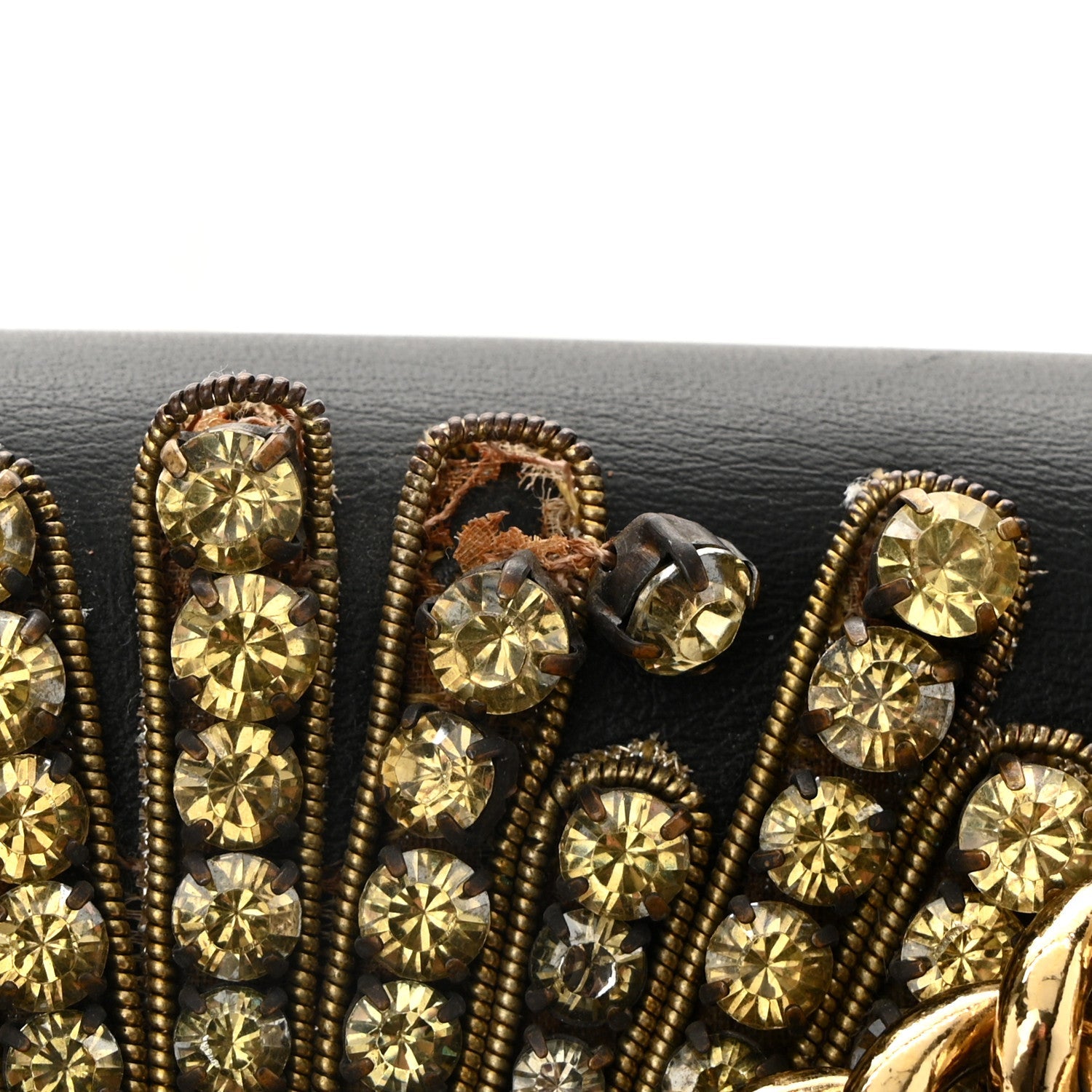 Calfskin Strawberry Embroidered Small Padlock Shoulder Bag Black