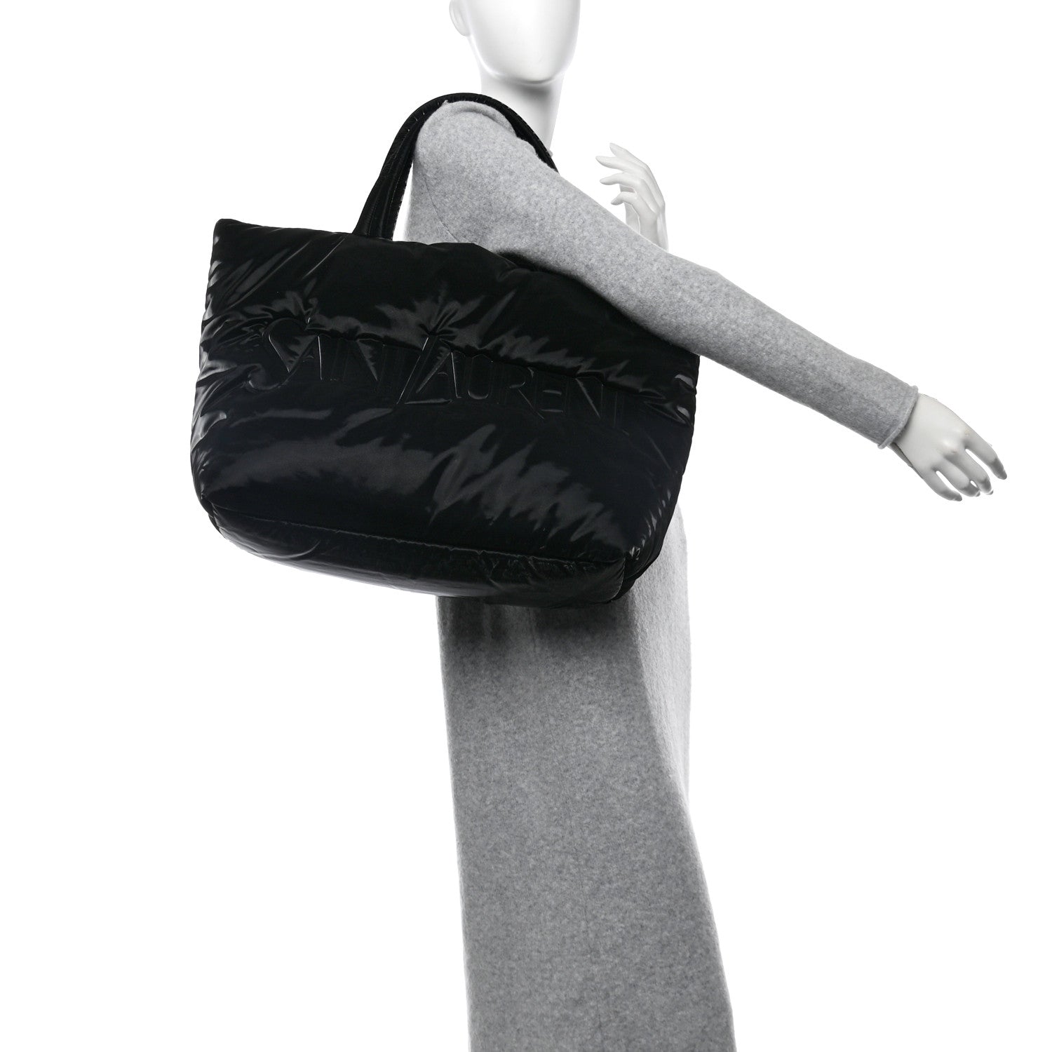 Silktech Canvas Wide Puffer Tote Black