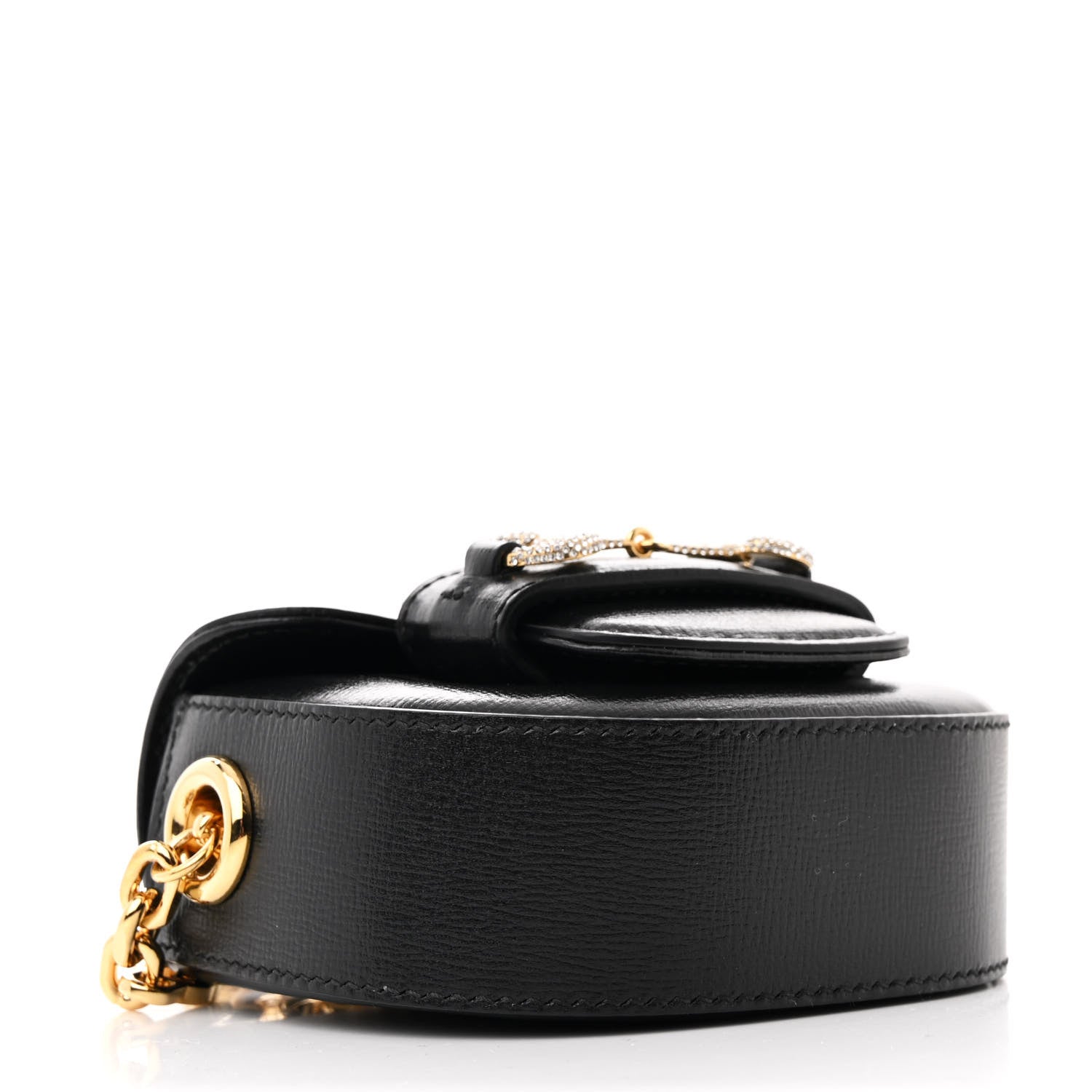 Azalea Calfskin Crystal Horsebit 1955 Belt Bag Black