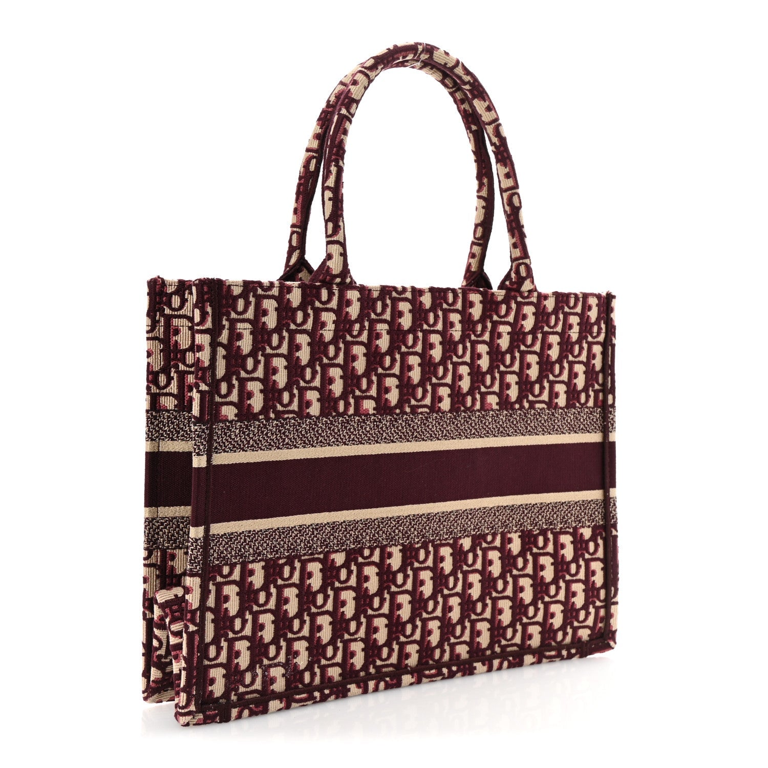 Oblique Medium Book Tote Burgundy Multicolor