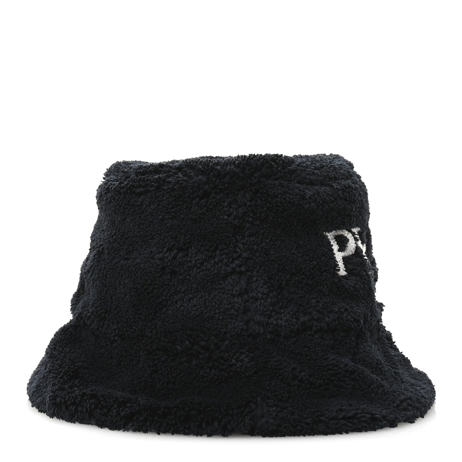 Terry Cloth Logo Embroidered Womens Bucket Hat S Black White