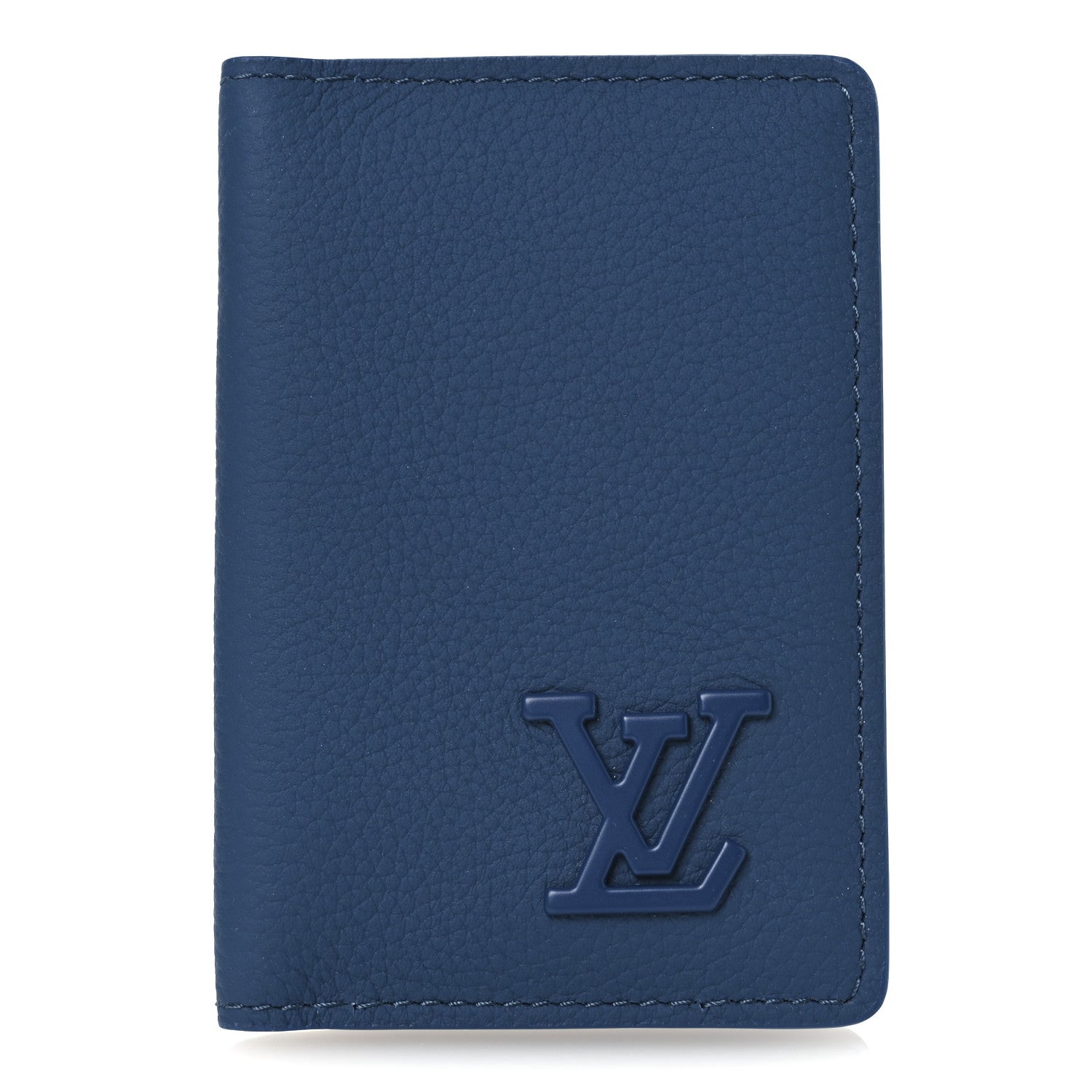 Grained Calfskin Aerogram Pocket Organizer Atlantic Blue