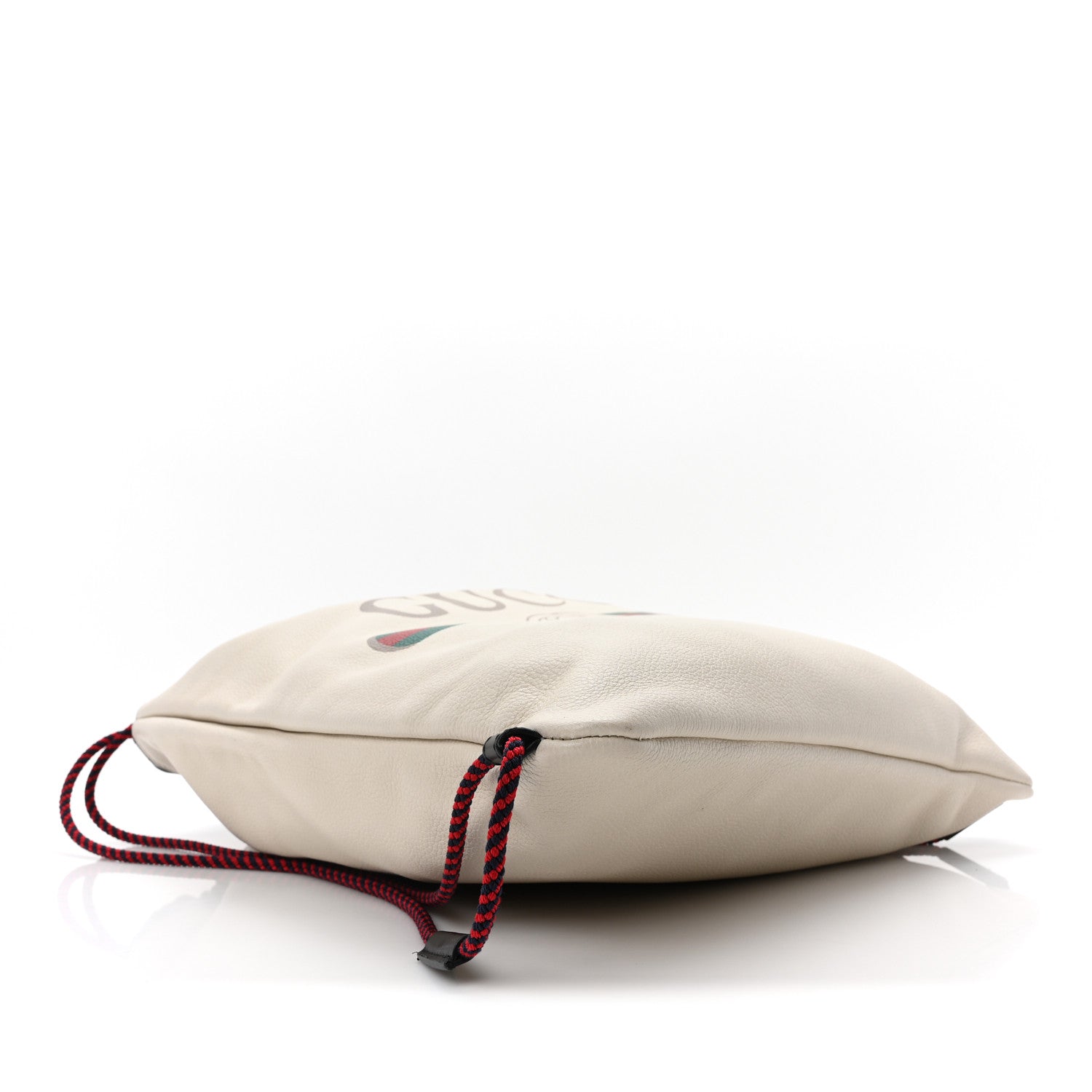 Calfskin Logo Drawstring Backpack Mystic White