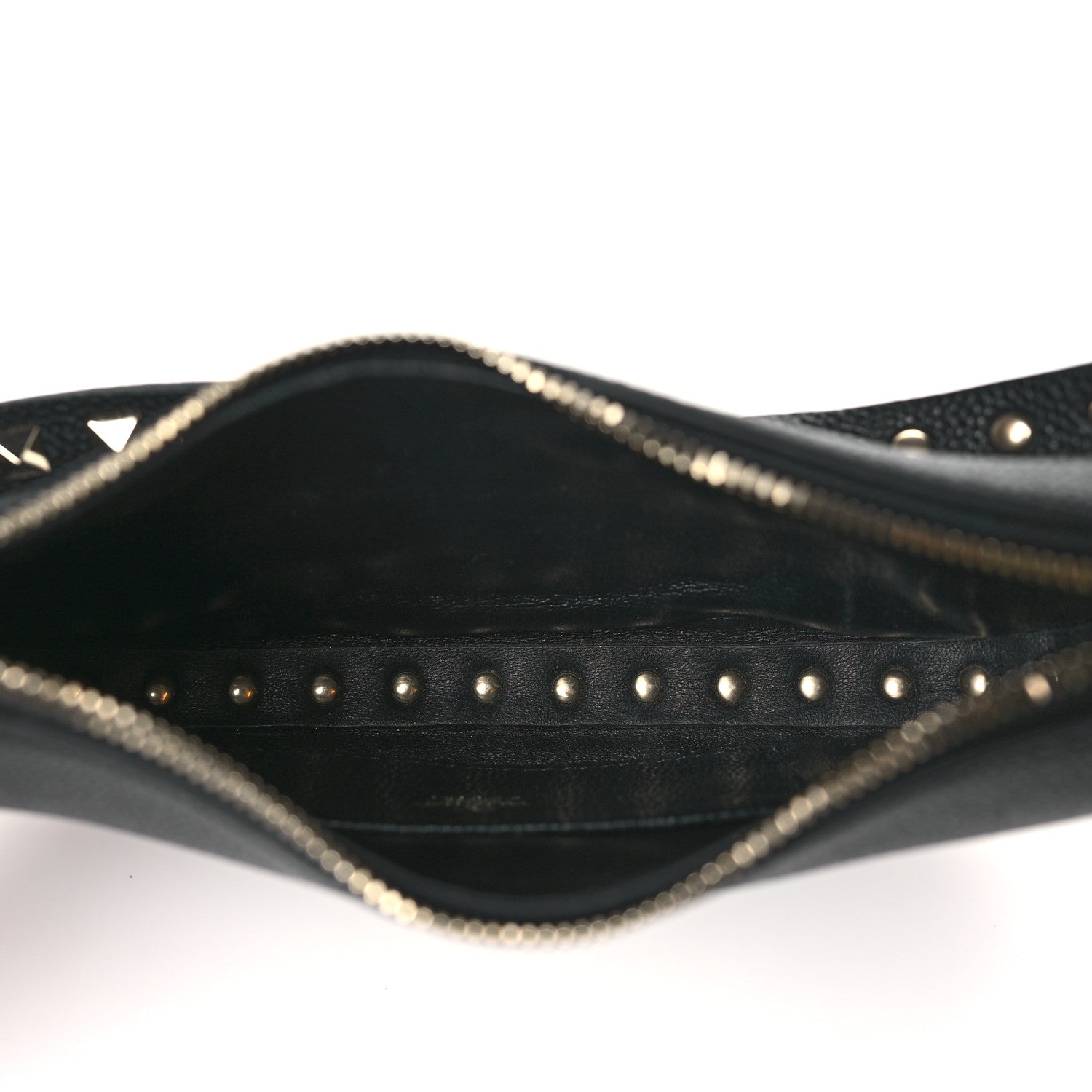 Grainy Calfskin Mini Rockstud Hobo Black