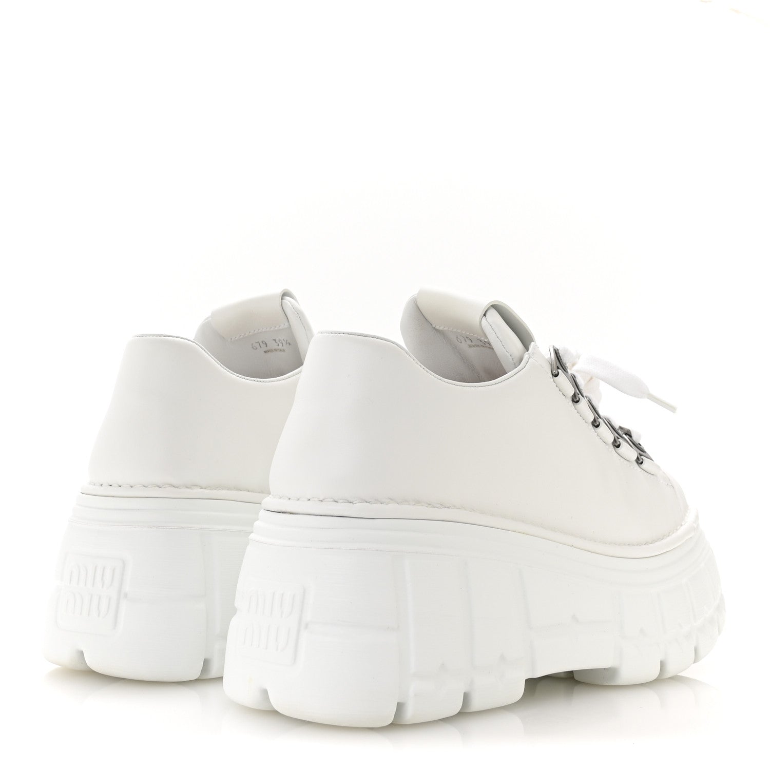 Calfskin Platform Low Top Chunky Sneakers 39.5 White