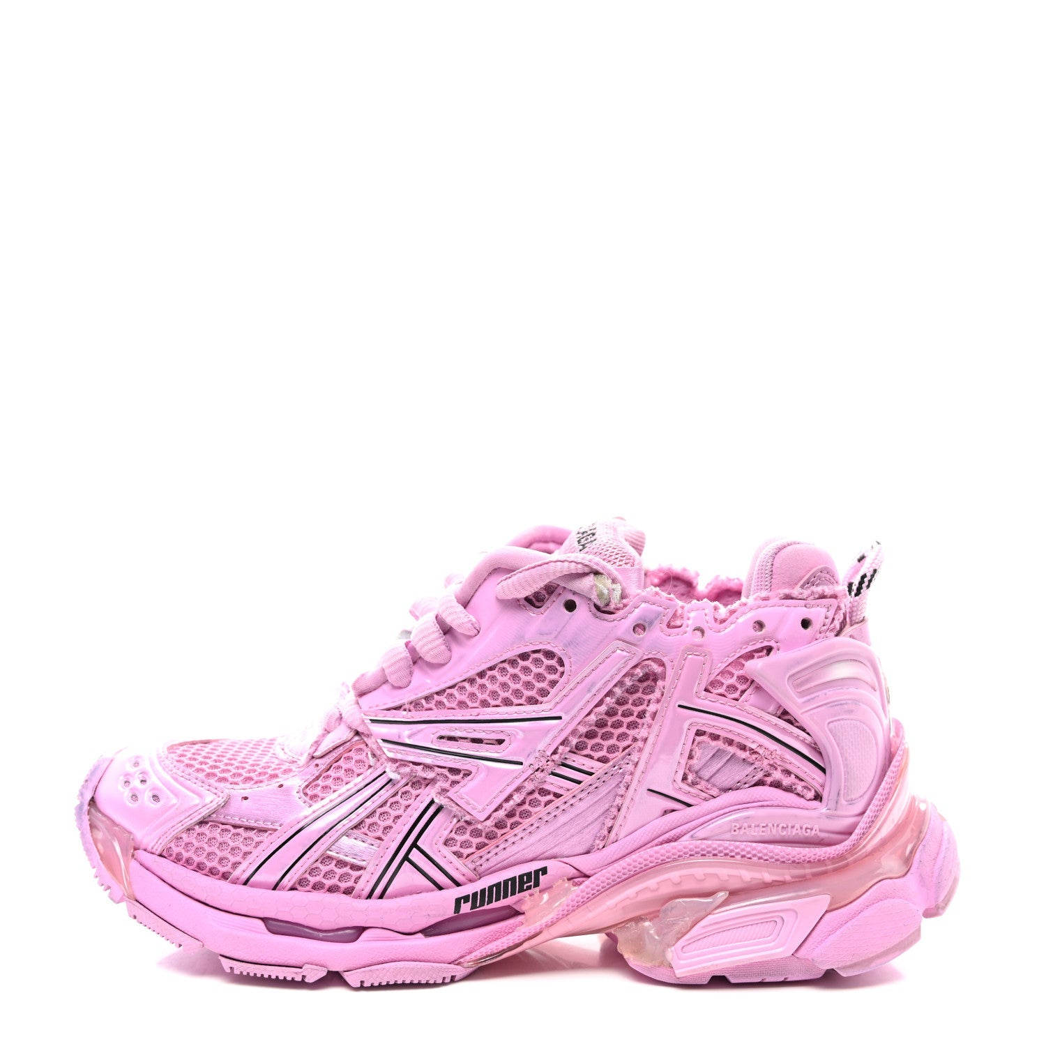 Mesh Rubber Distressed Womens Runner Sneakers 35 Pink