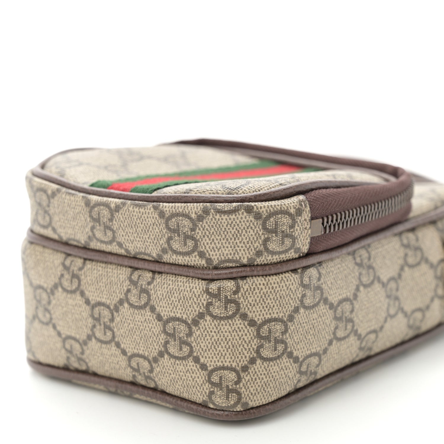 GG Supreme Monogram Web Mini Ophidia Double Zip Messenger Bag Beige New Acero