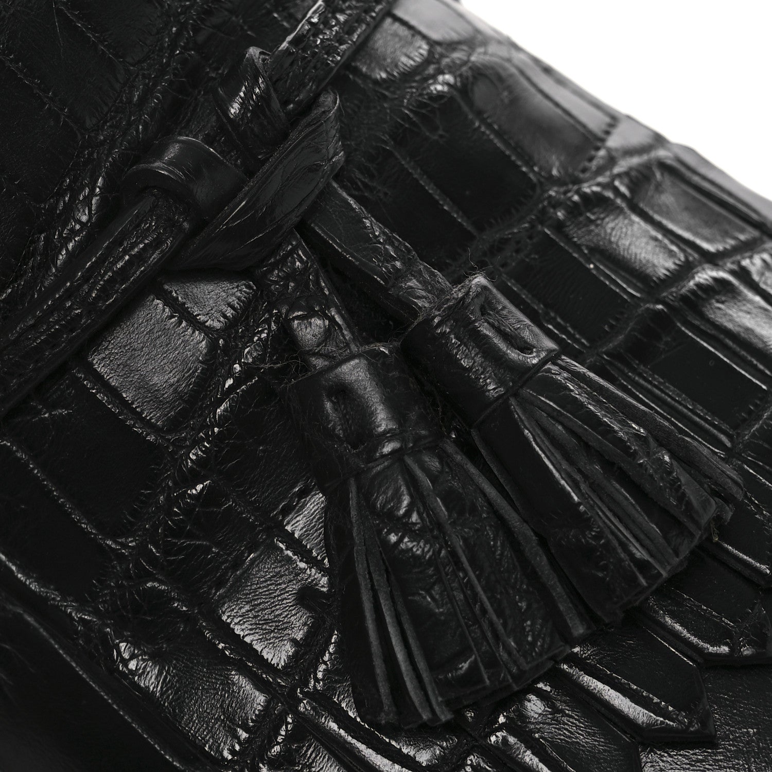 Crocodile Niloticus Mens Tassel Loafers 8 Black