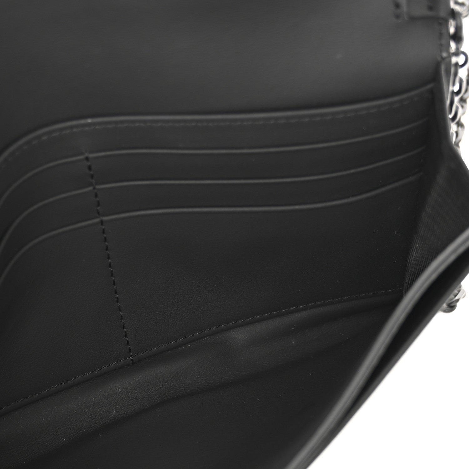 Ultra Matte Calfskin Saddle Chain Wallet Pouch Black