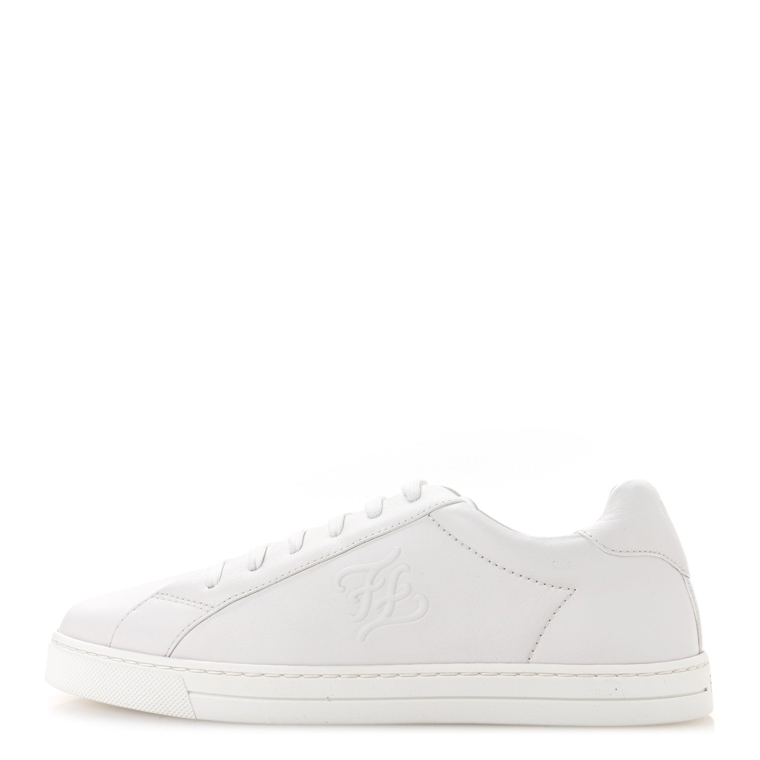 Vitello Karligraphy Embossed Low Top Sneakers 38.5 White