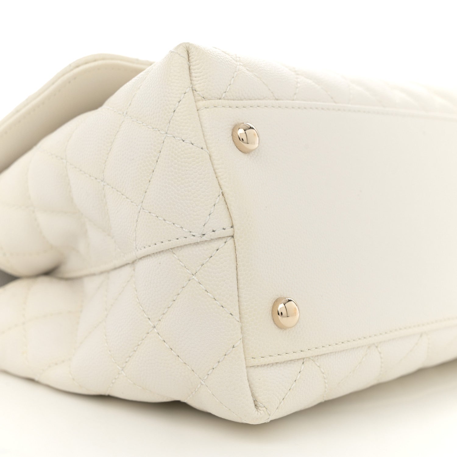 Caviar Quilted Small Coco Handle Flap White