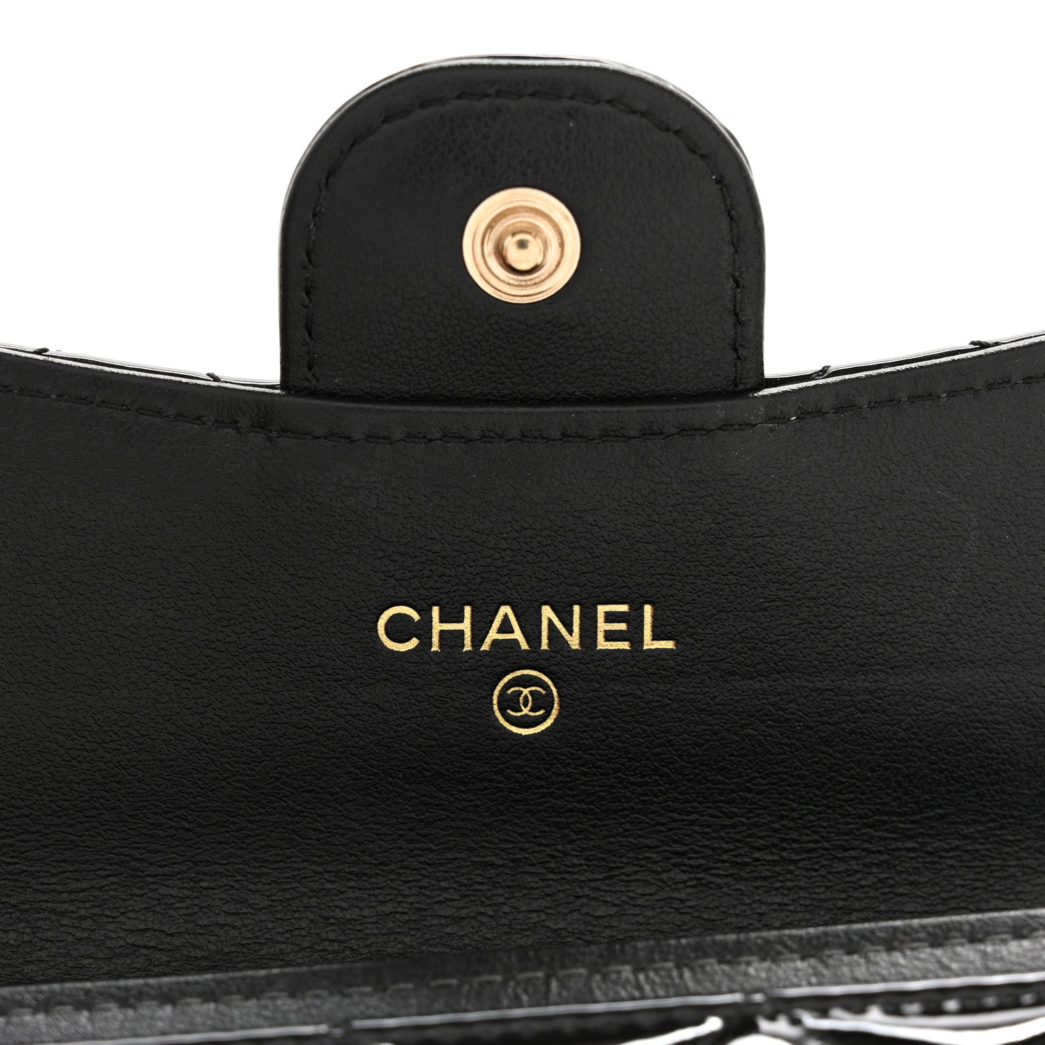 Patent Quilted Flap Card Holder Wallet Black