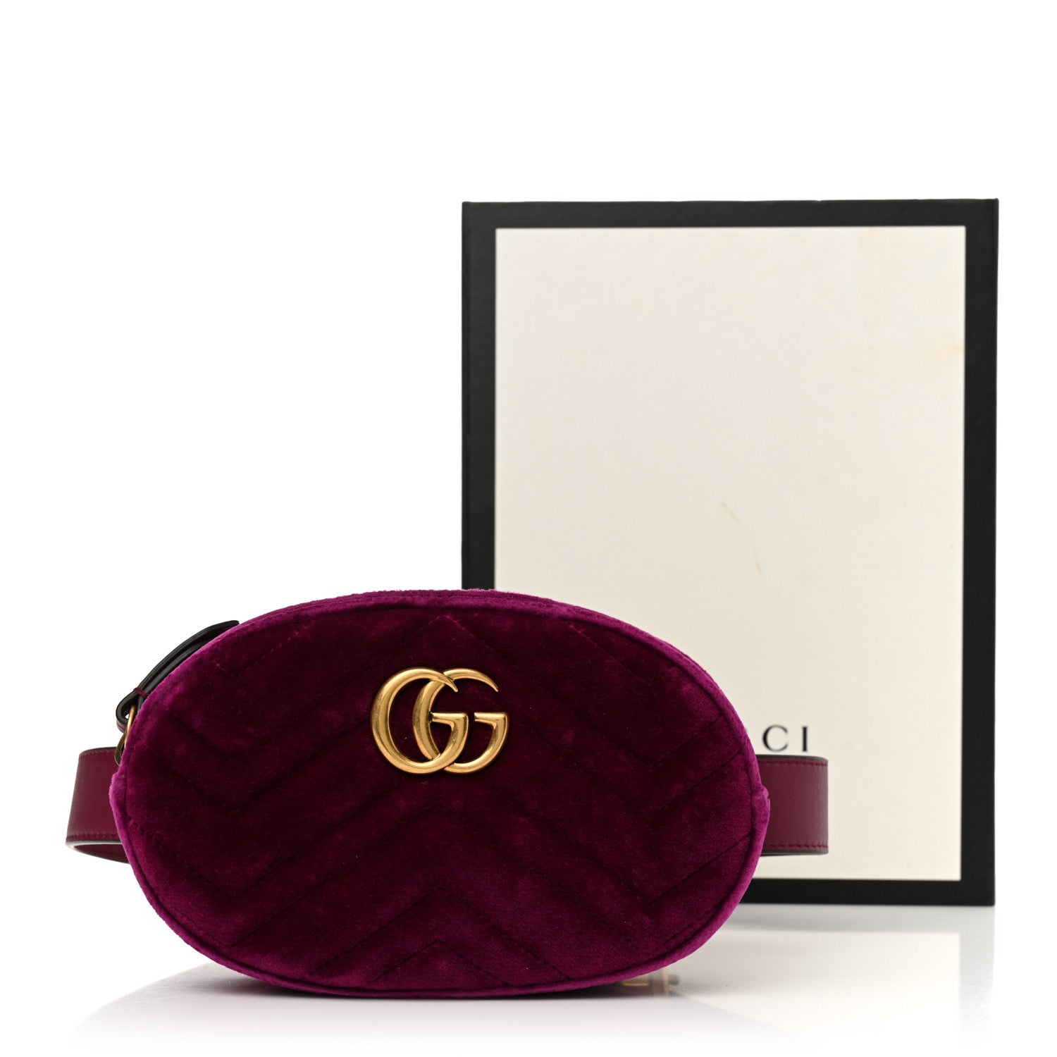 Velvet Matelasse GG Marmont Belt Bag 85 34 Fuchsia Violet Cyclamen