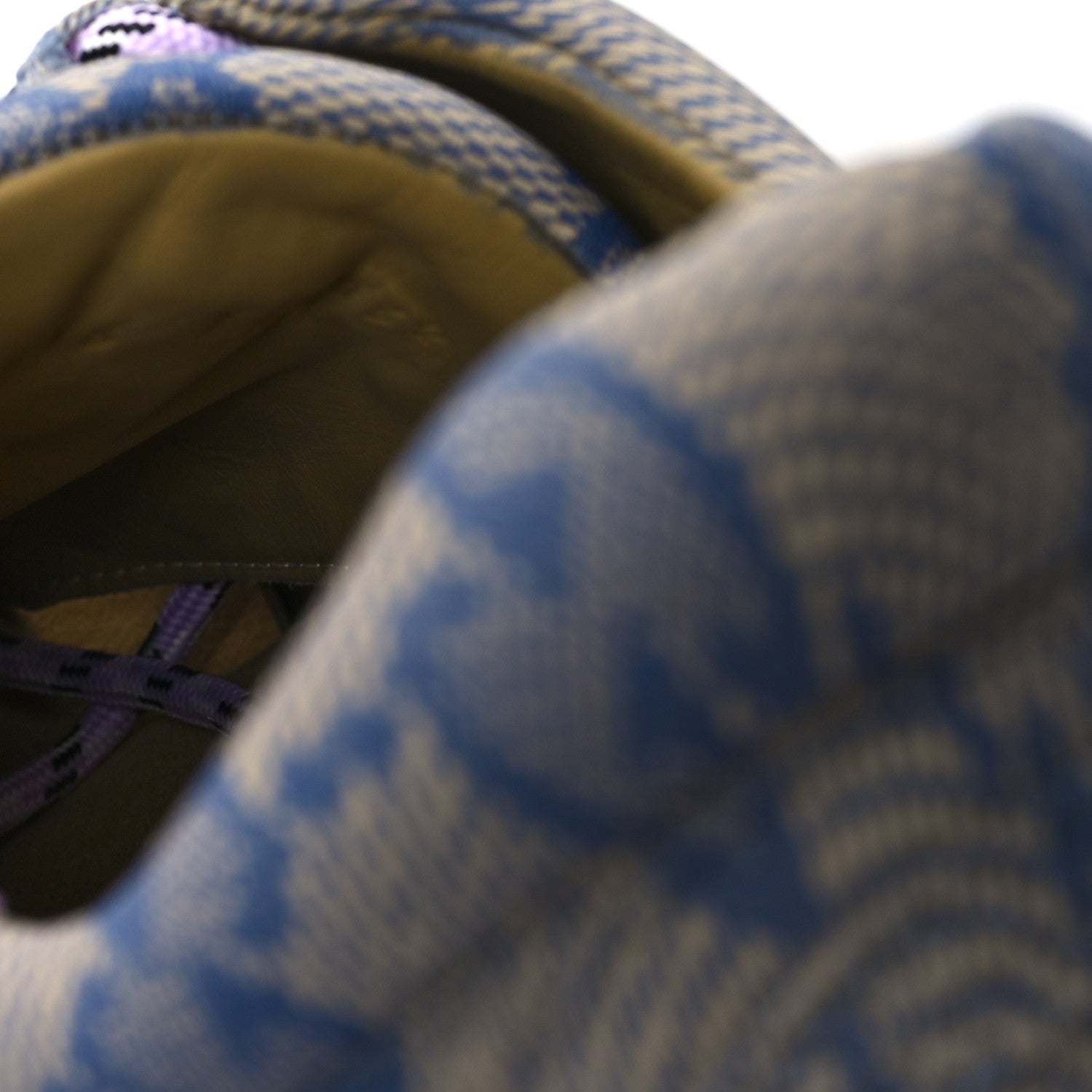 Ultralight Plume Calfskin Monogram Printed Mens Gucci Run Sneakers 9 Beige Blue