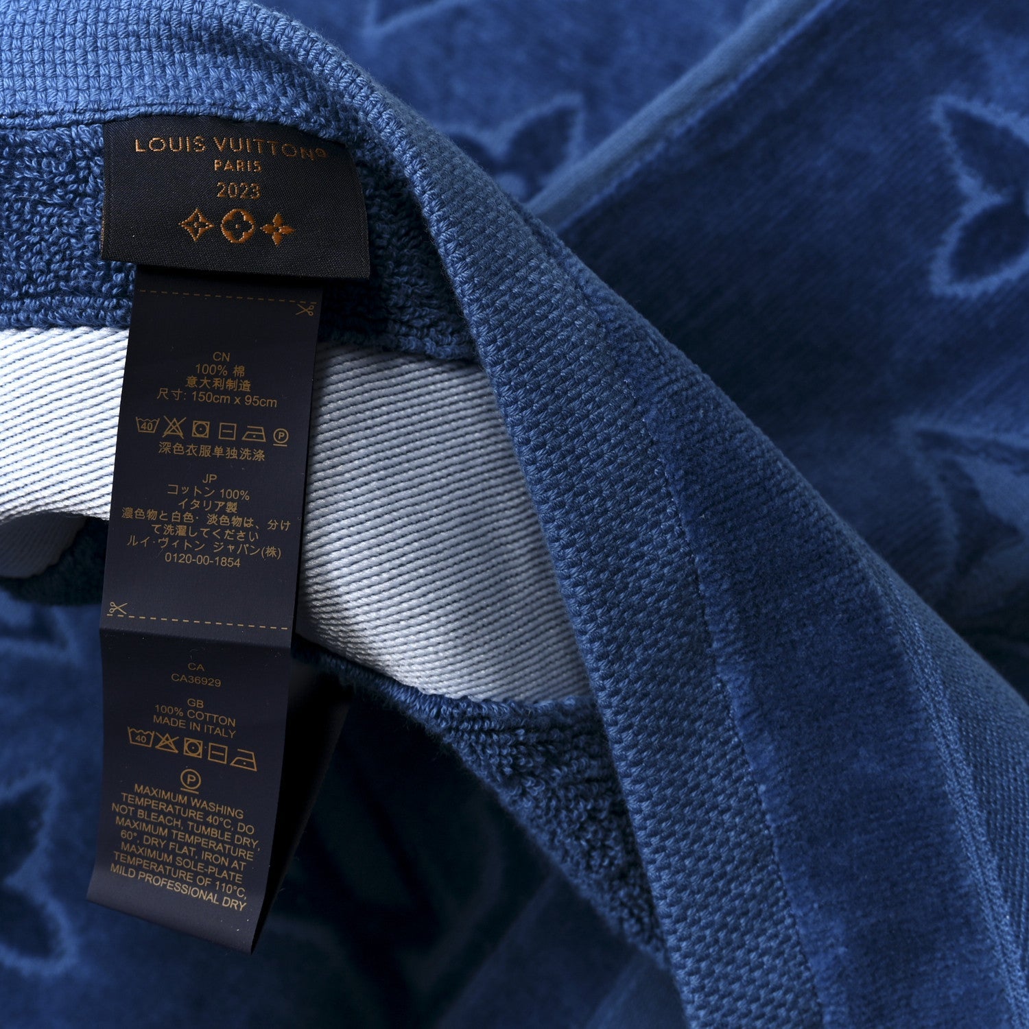 Cotton Monogram Beach Towel Blue