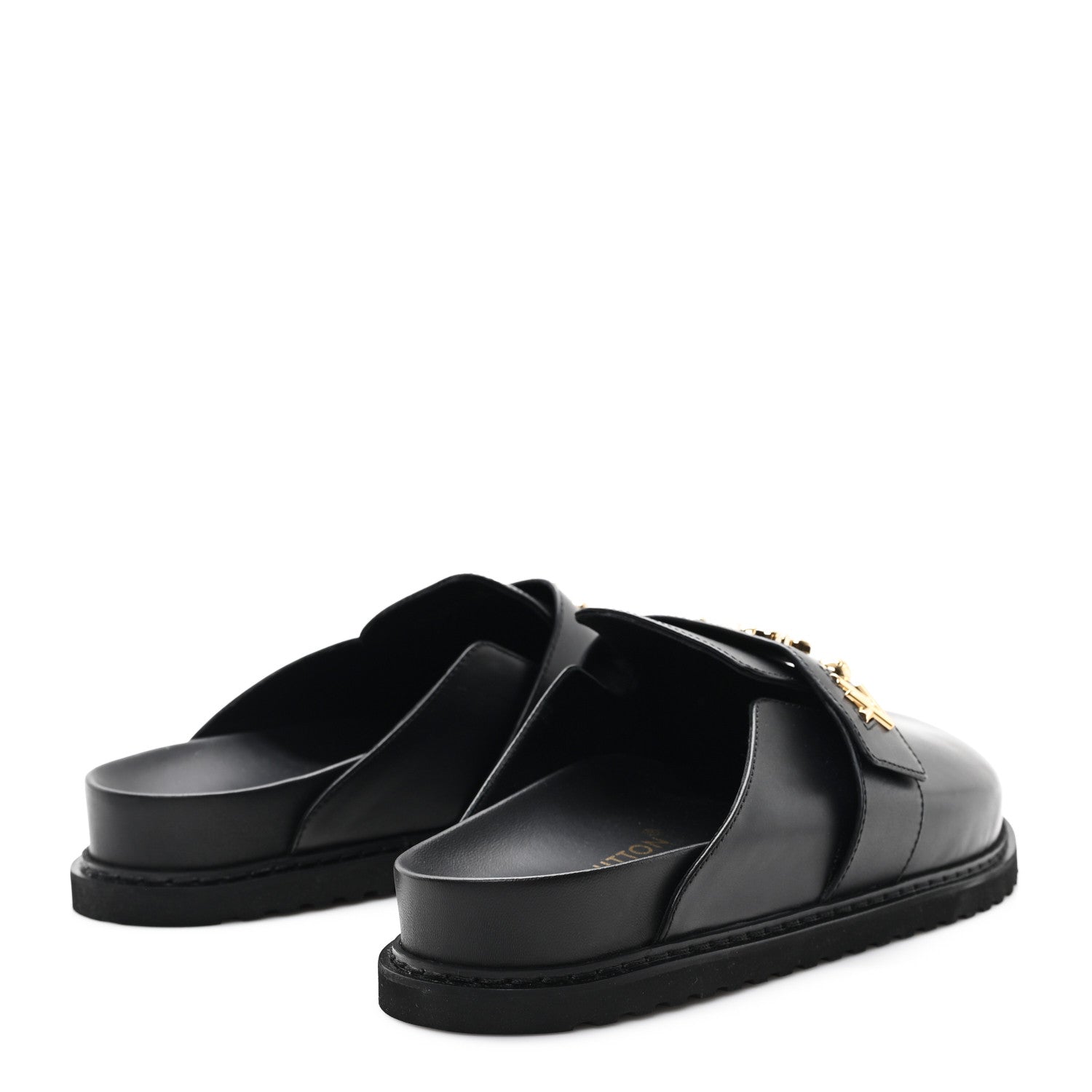 Calfskin Mens LV Cosy Flat Comfort Clog Mules 42 Black