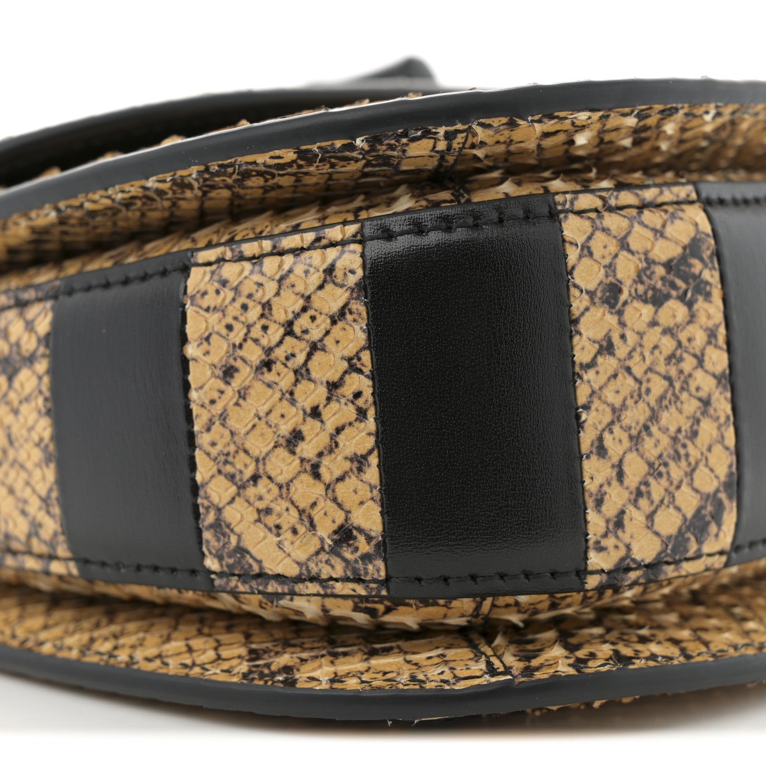 Snakeskin Small Bamboo 1947 Top Handle Bag Natural Black