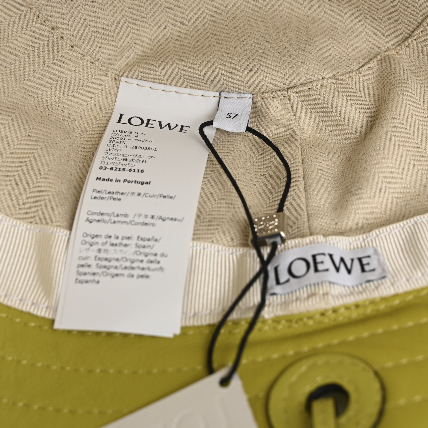 Lambskin Bucket Hat 57 Lime Yellow