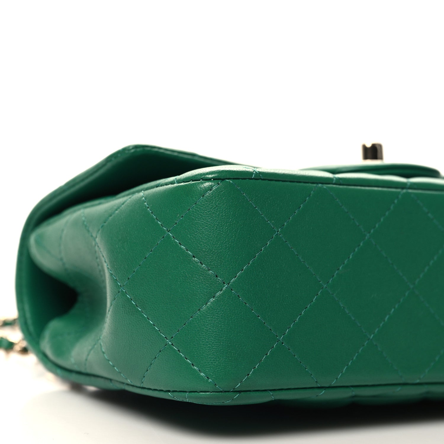 Lambskin Quilted Mini Top Handle Rectangular Flap Green