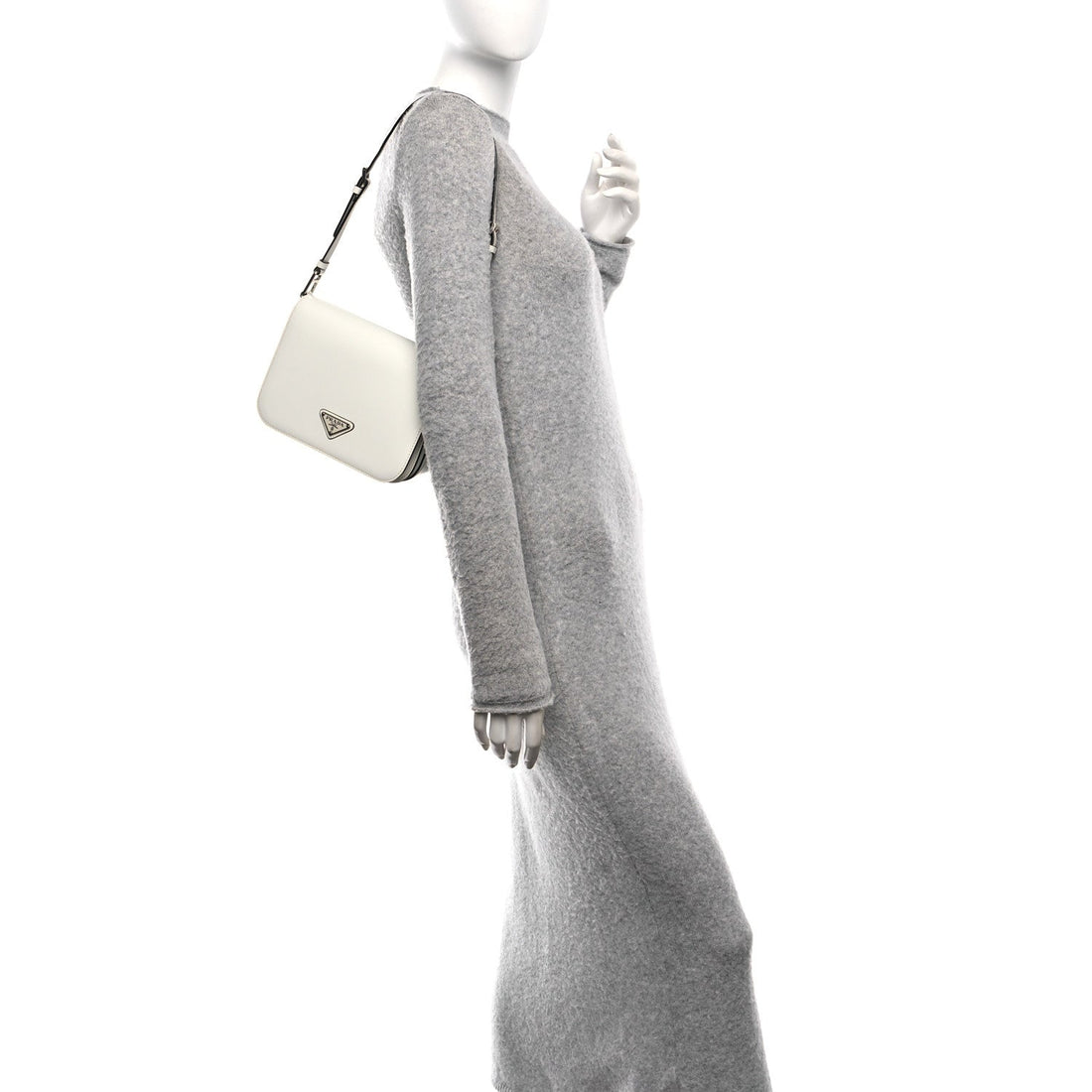 Spazzolato Flap Shoulder Bag White
