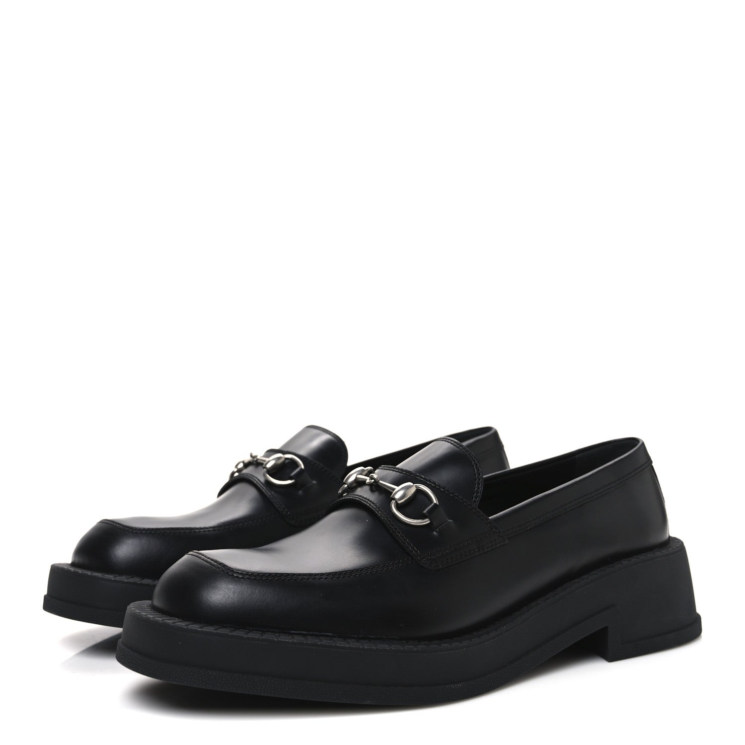 Calfskin Horsebit Mens Chunky Loafers 10.5 Black