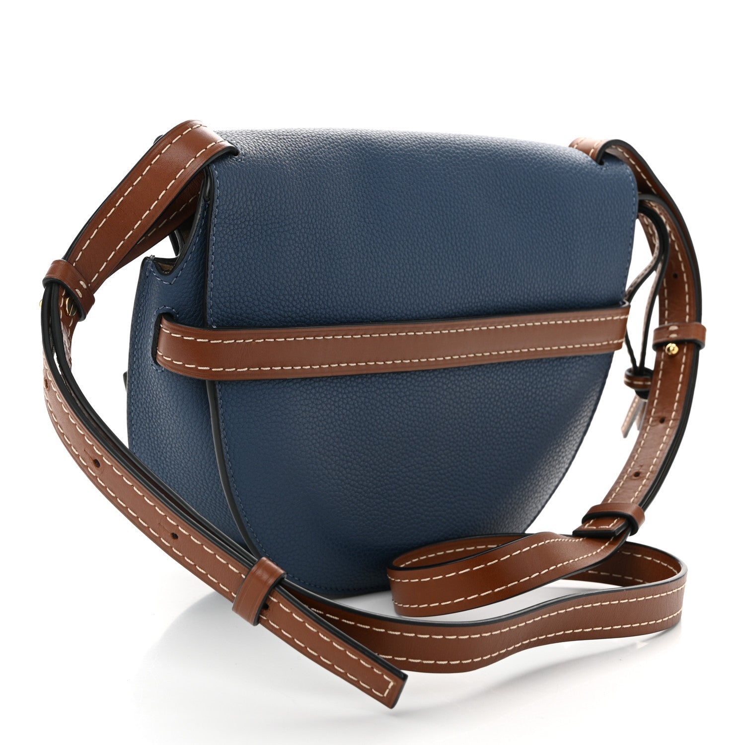 Grained Calfskin Small Gate Crossbody Bag Varsity Blue Pecan