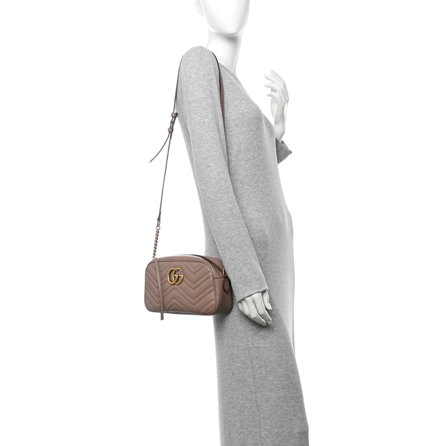 Calfskin Matelasse Small GG Marmont Chain Shoulder Bag Porcelain Rose