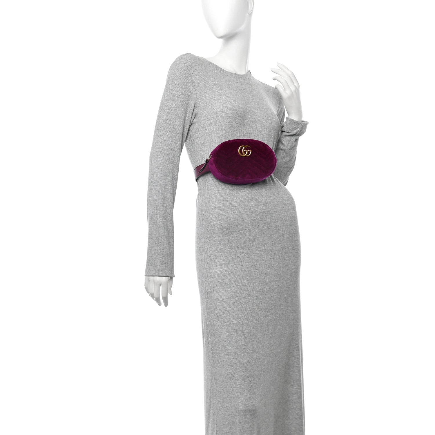 Velvet Matelasse GG Marmont Belt Bag 85 34 Fuchsia Violet Cyclamen